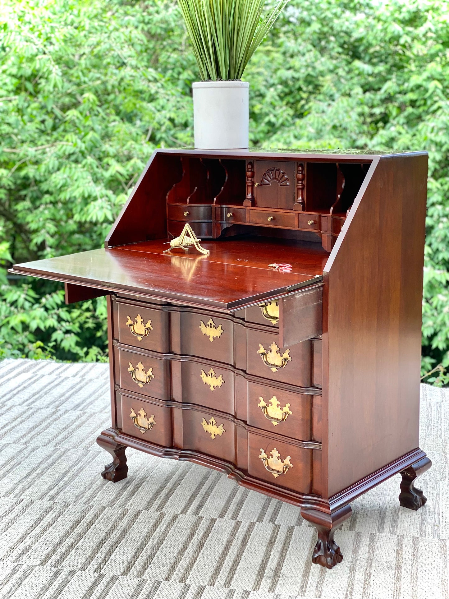 Vintage Solid Cherry Monitor Secretary