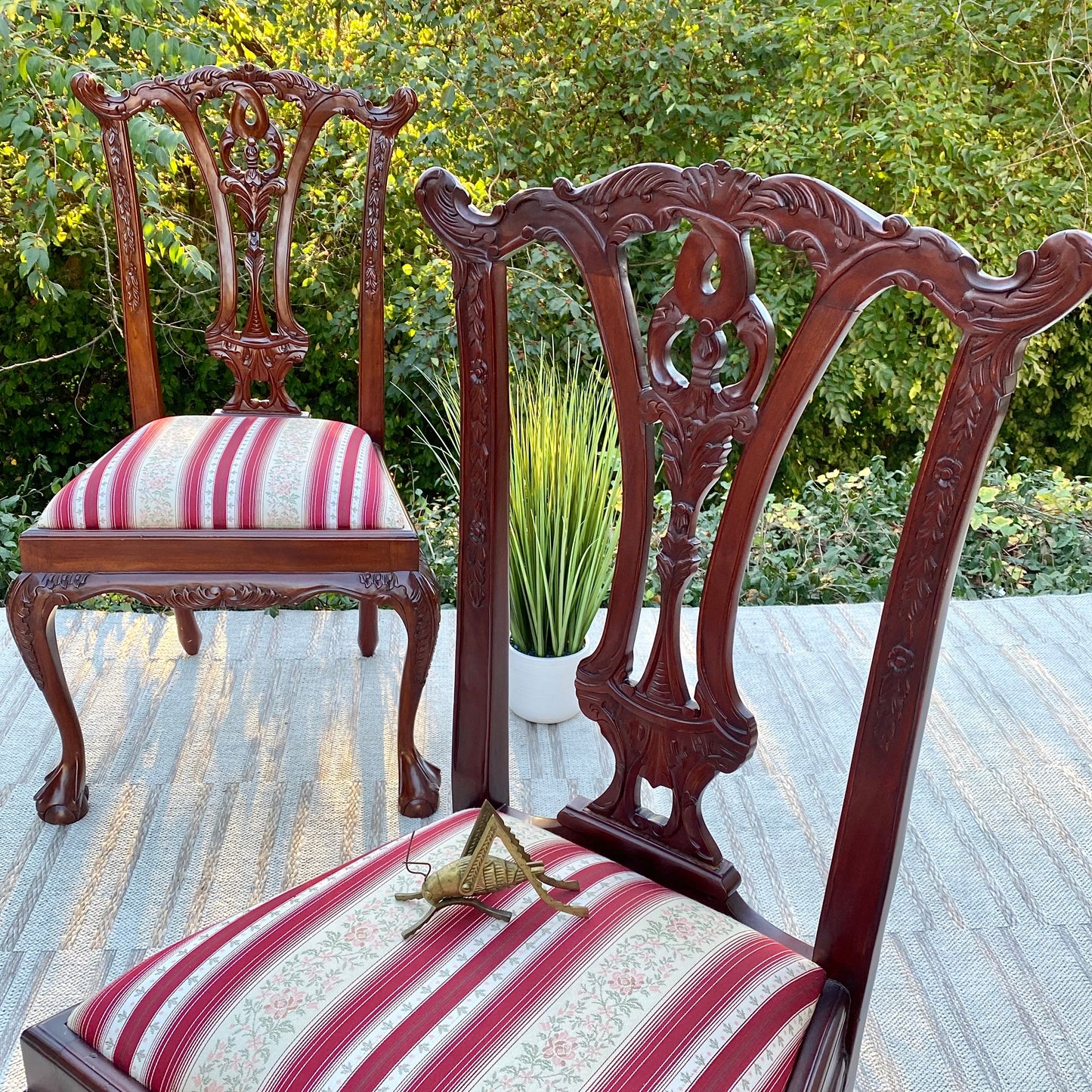 Pair of Mahogany Upholstered Accent Chairs