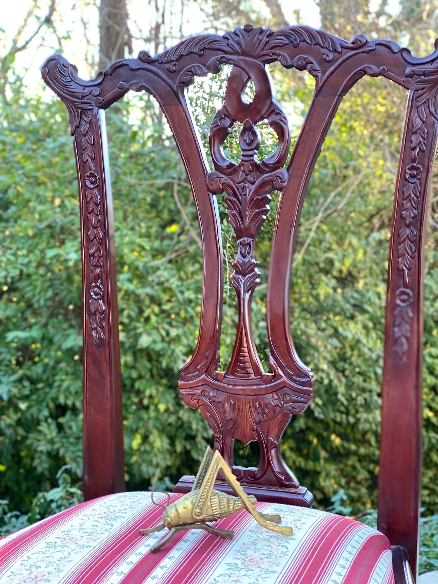 Pair of Mahogany Upholstered Accent Chairs