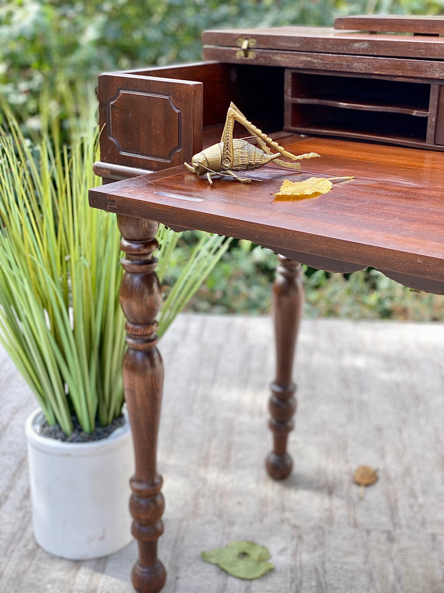 Vintage Wooden Secretary Hall Table