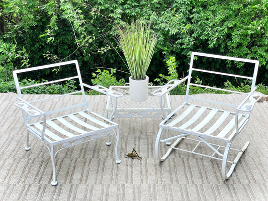 Vintage 3 Piece White Metal Bunting Co Patio Set