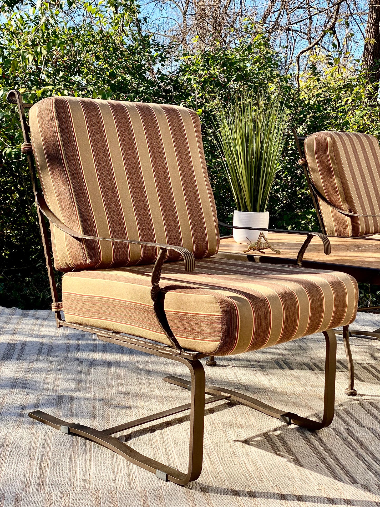 Nice Pair of Iron Indoor Outdoor Chairs & Table