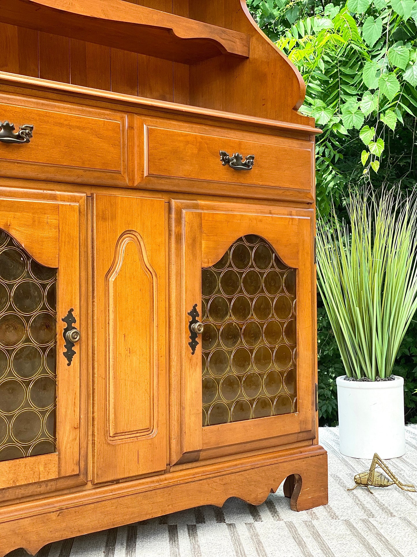 Vintage Maple Serving Hutch Buffet