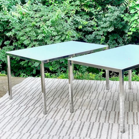 Glass & Chrome Dining Tables - 2 Available
