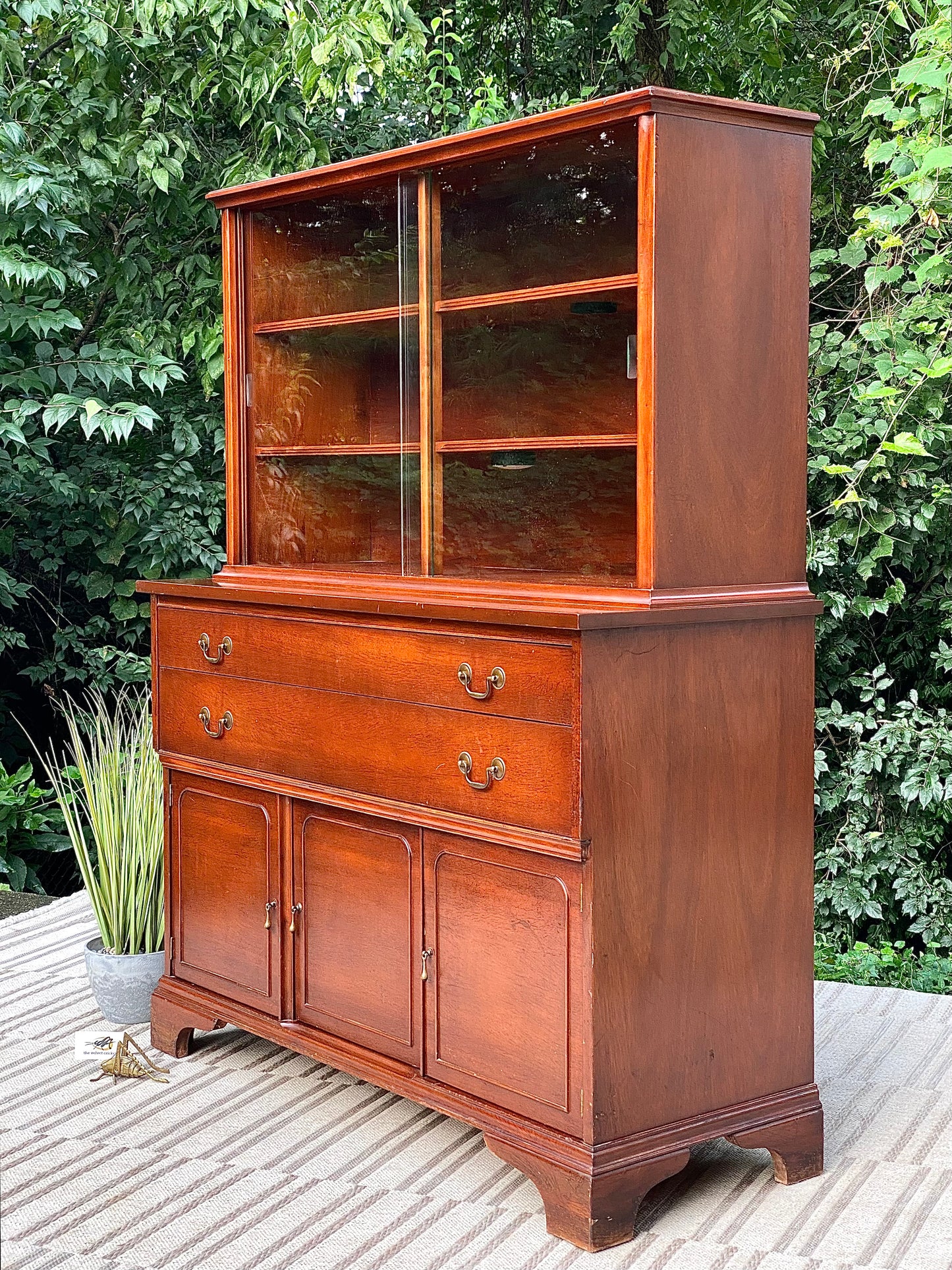 Vintage MCM Brickwede Wooden Display Hutch