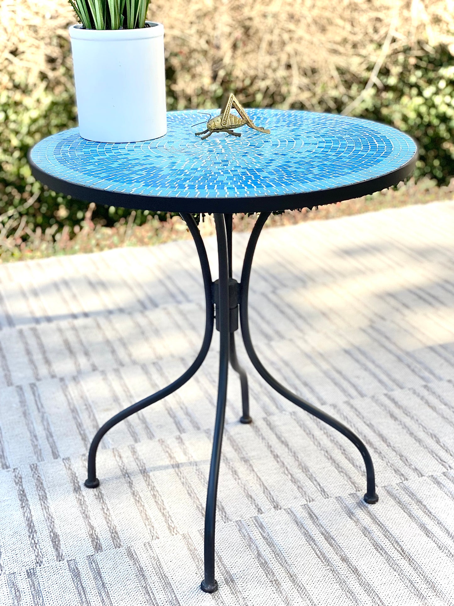Vintage MCM Mosaic Tile Metal Table