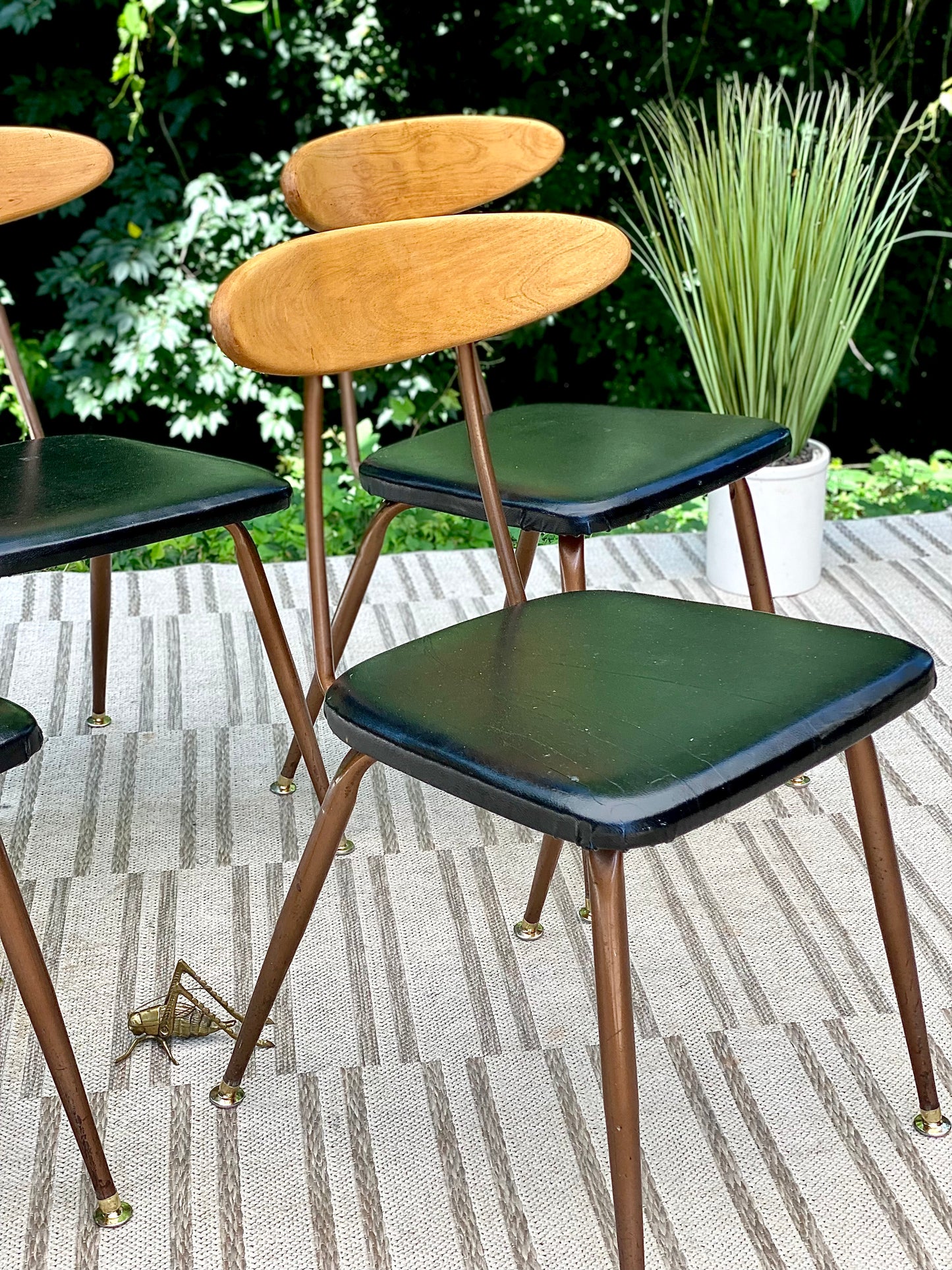 Vintage MCM Vinyl Wood Chairs