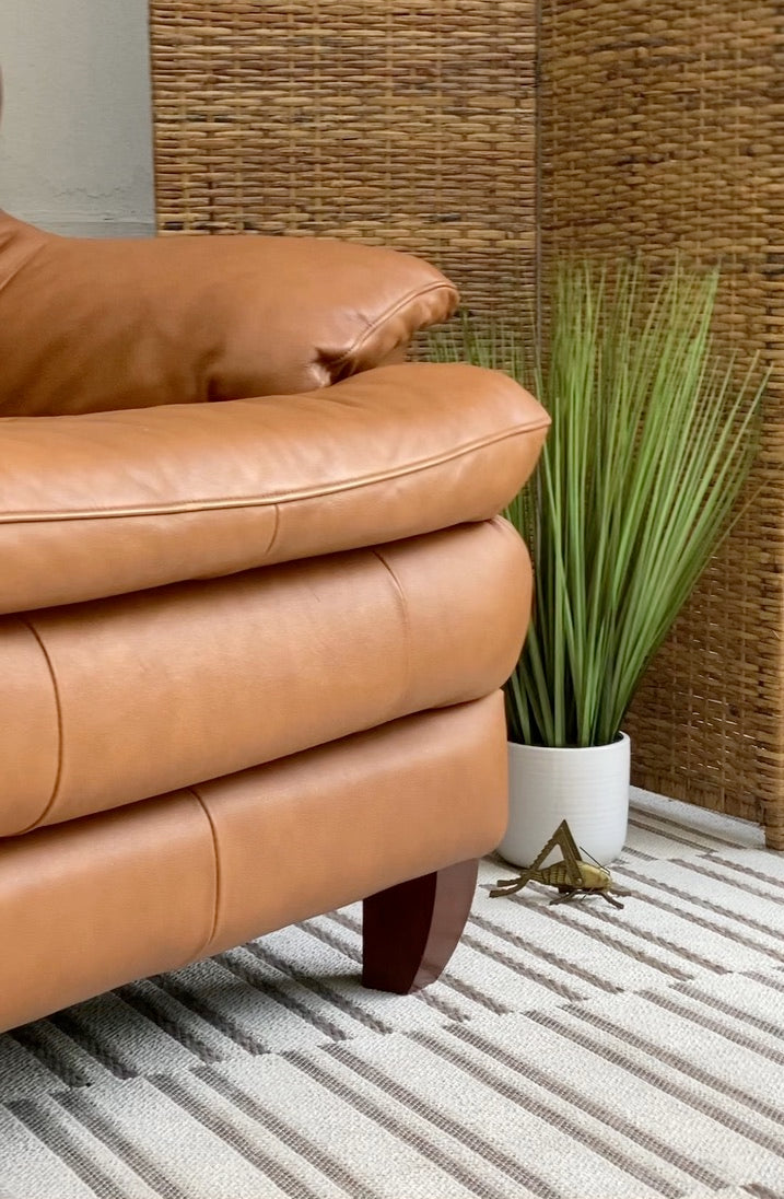 Plush Tan Leather Armchair