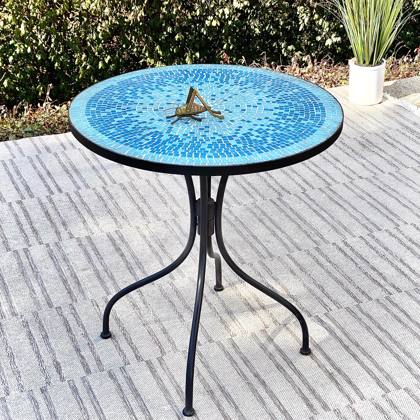 Vintage MCM Mosaic Tile Metal Table