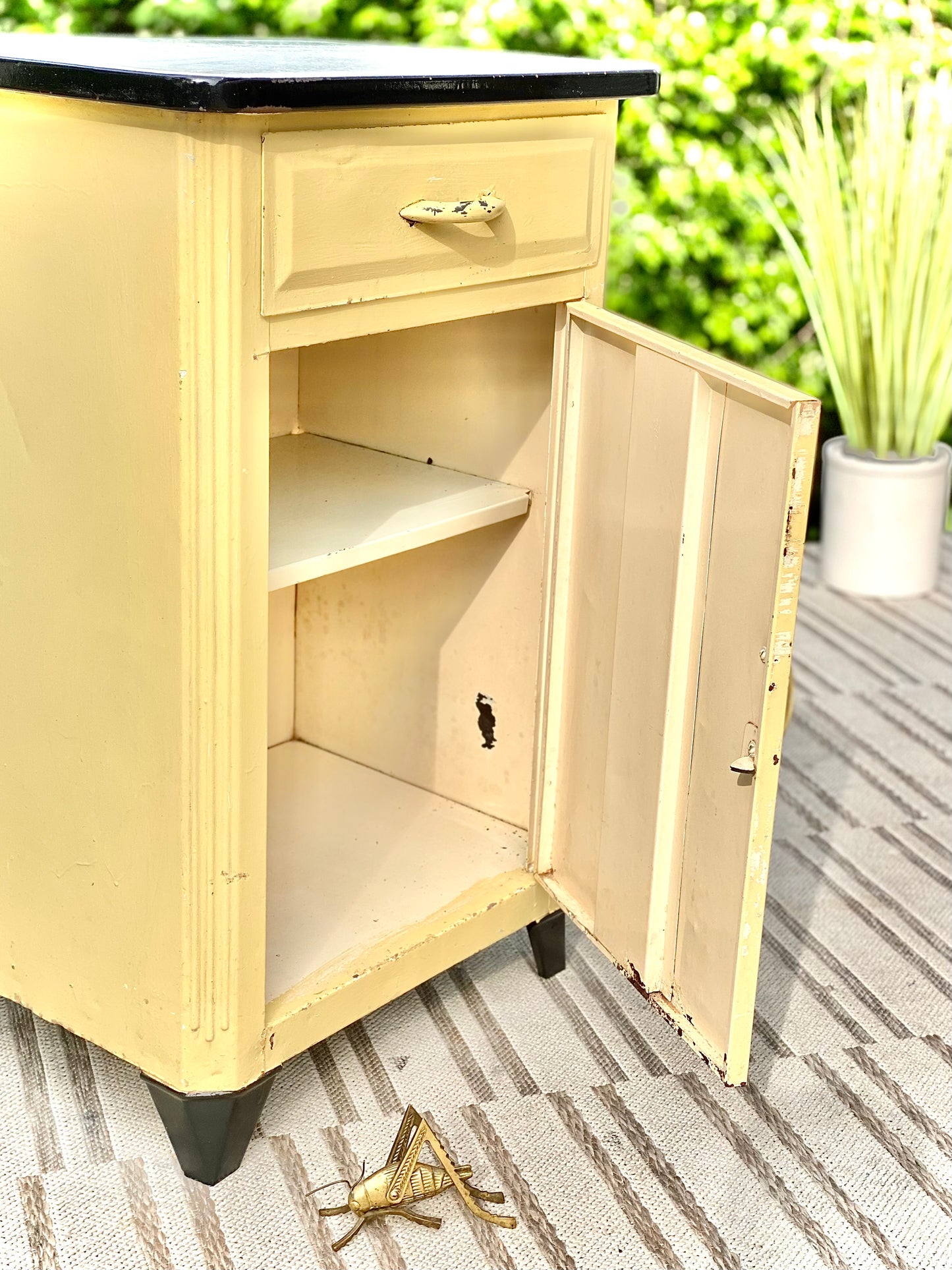 Vintage Yellow Metal Medical Cabinet