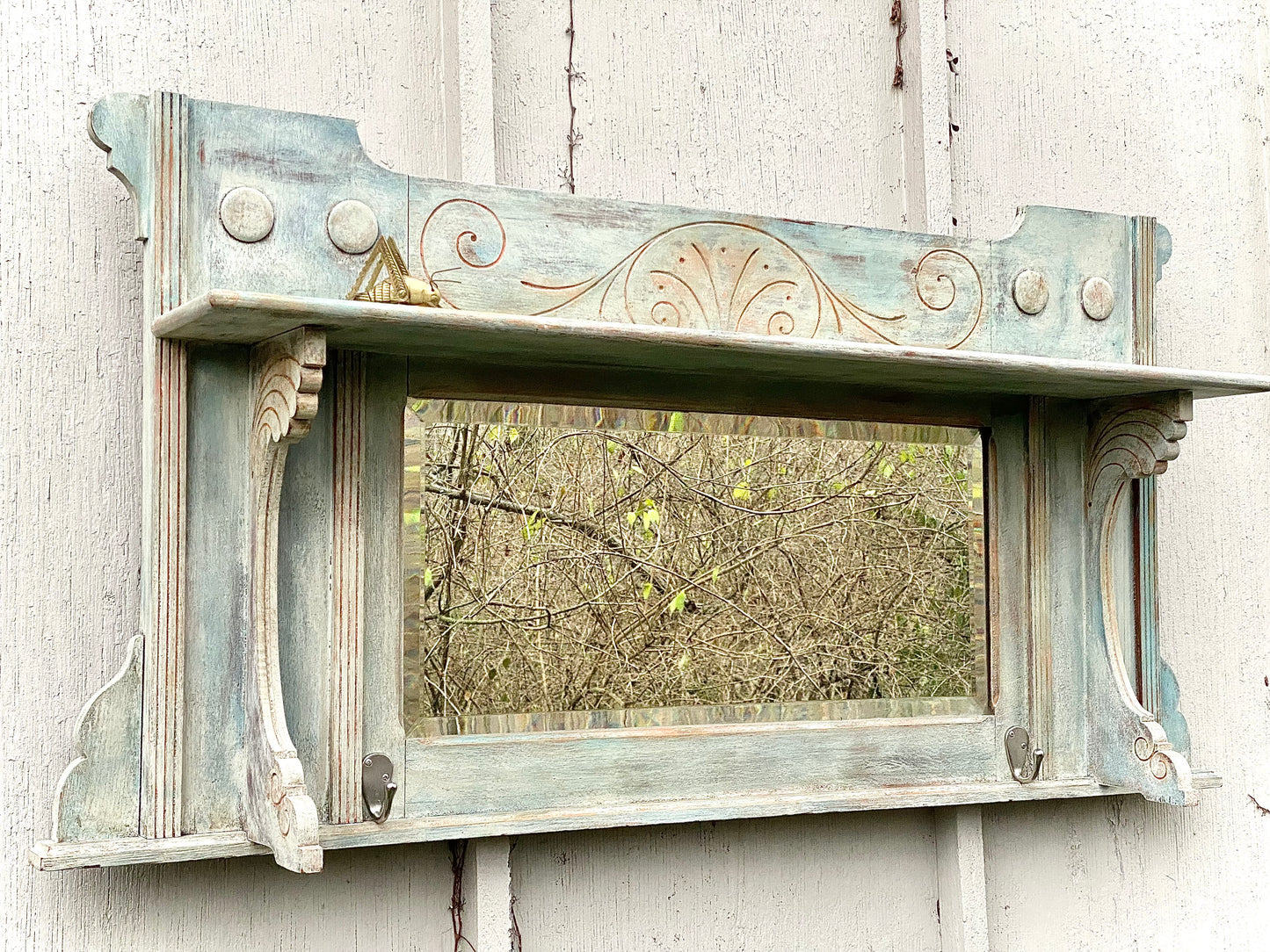 Vintage Painted Wooden Hanging Mirror