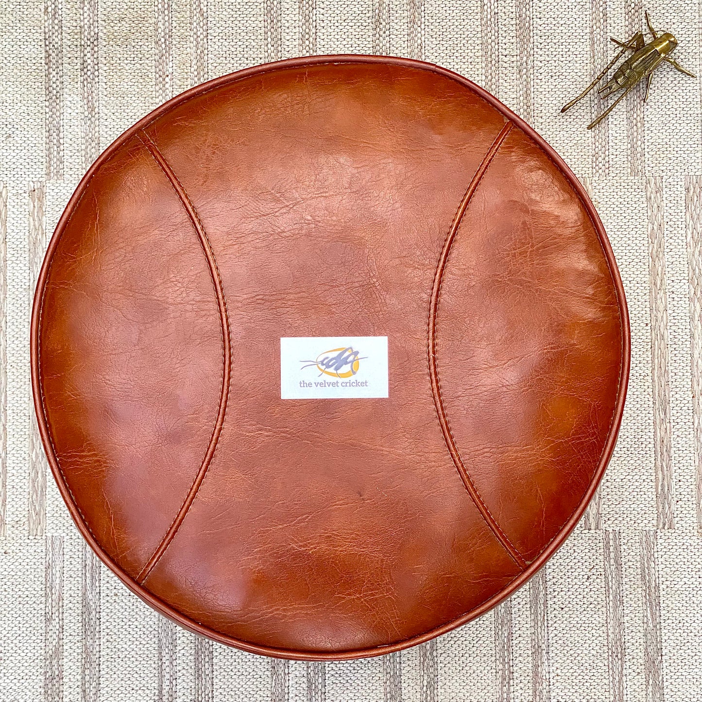 Vintage Round Leather Ottoman