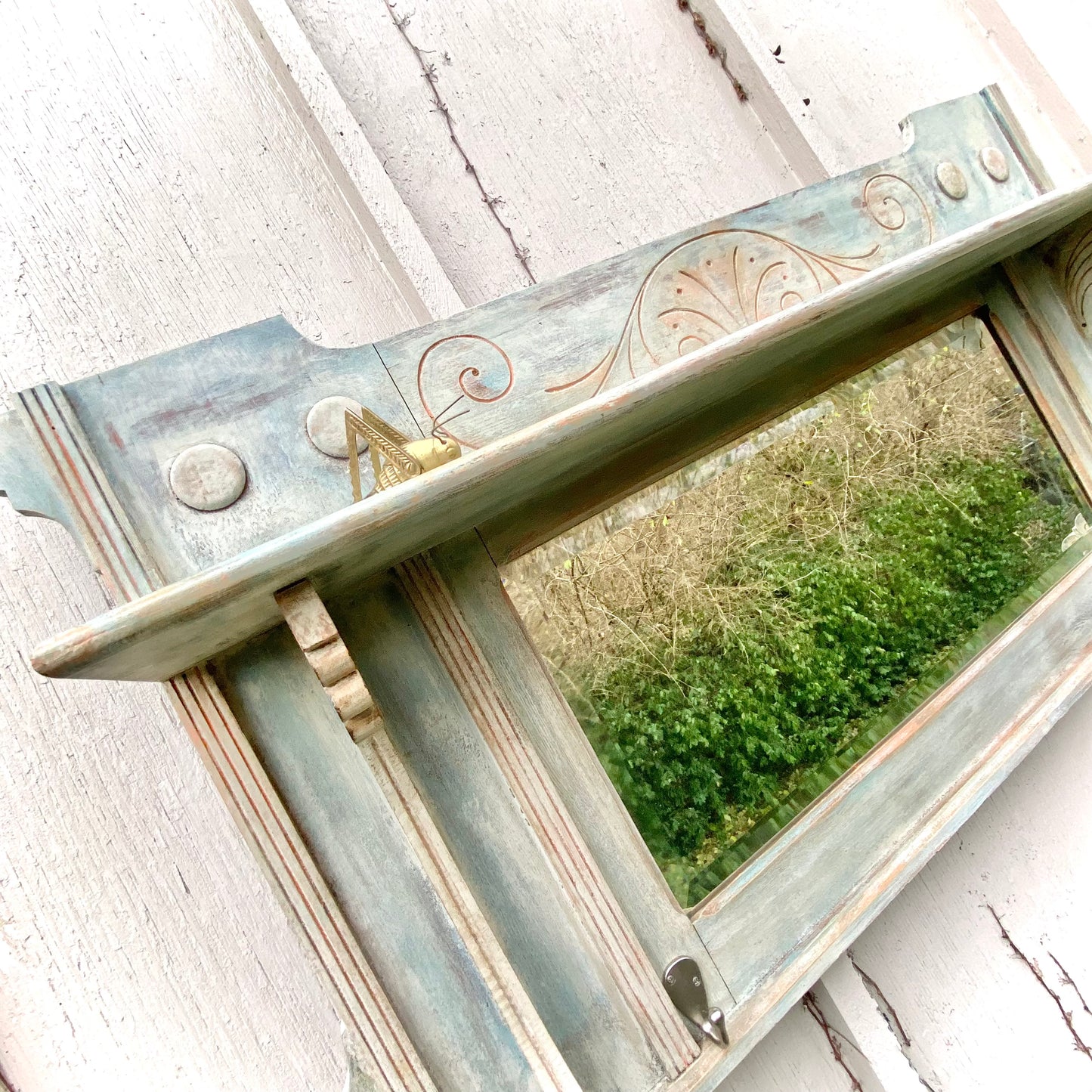 Vintage Painted Wooden Hanging Mirror