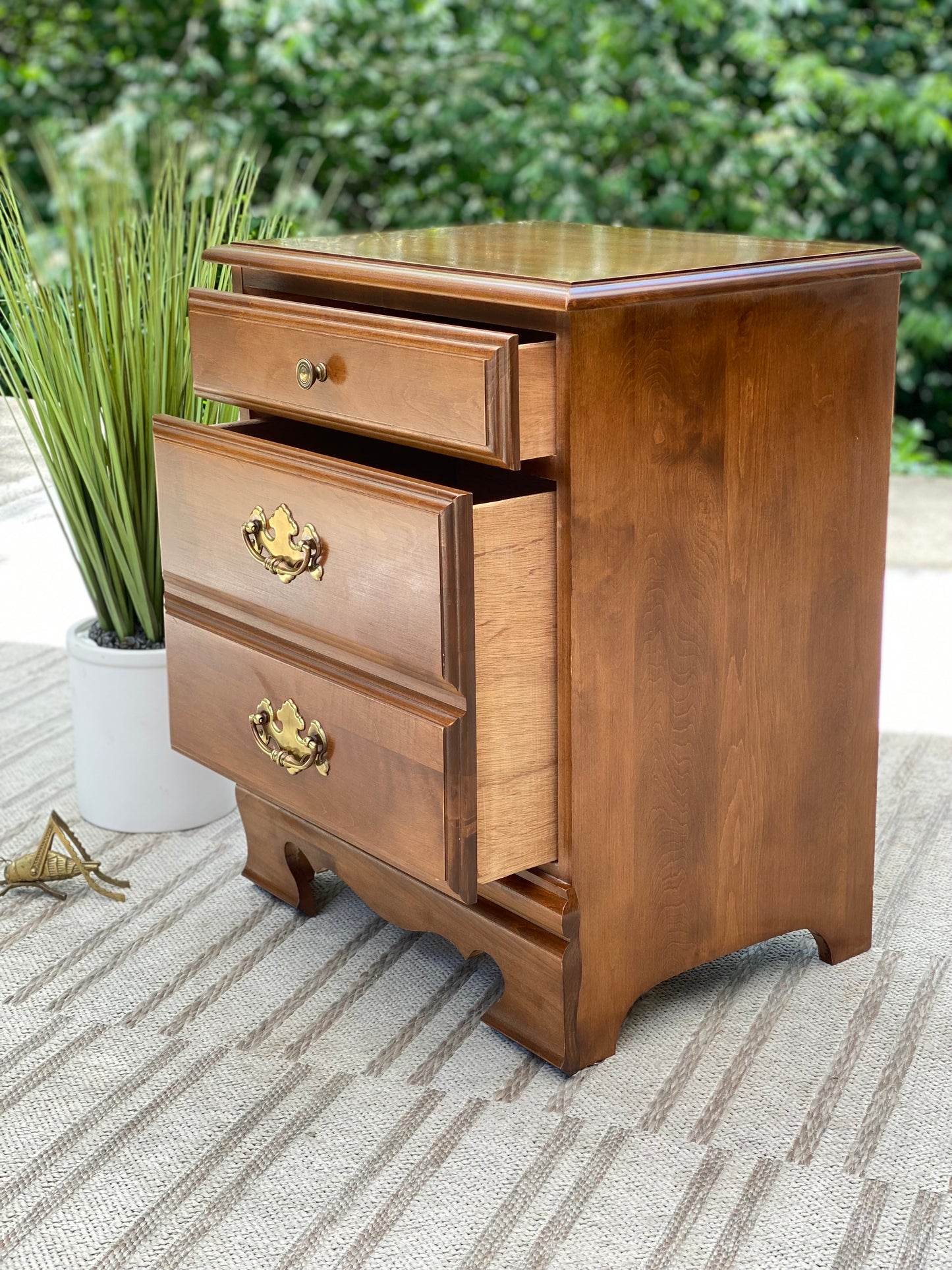 Vintage Wooden 2 Drawer Side Table