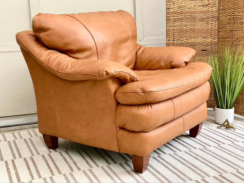 Plush Tan Leather Armchair