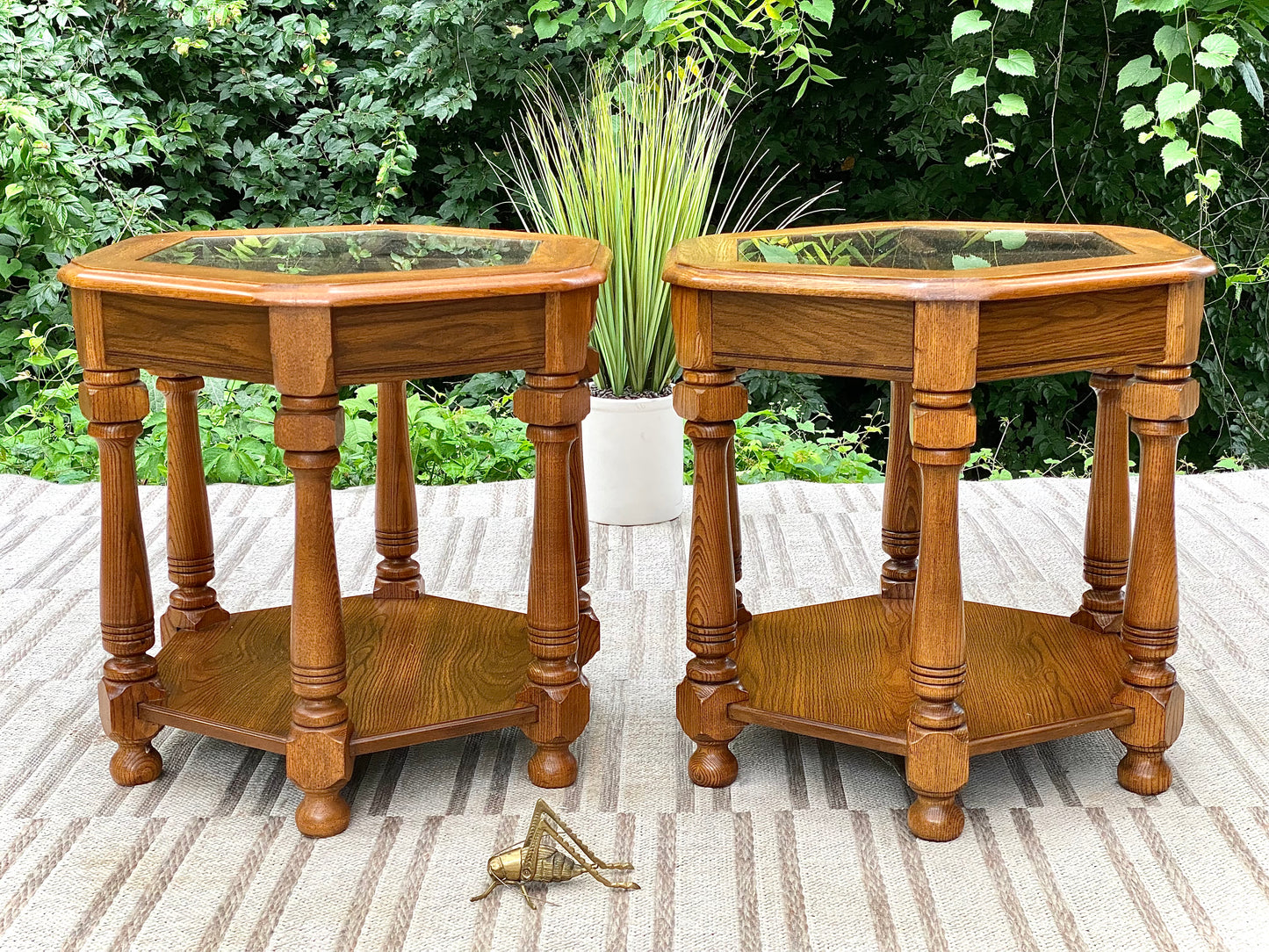 Vintage Pair of Wooden Side Tables