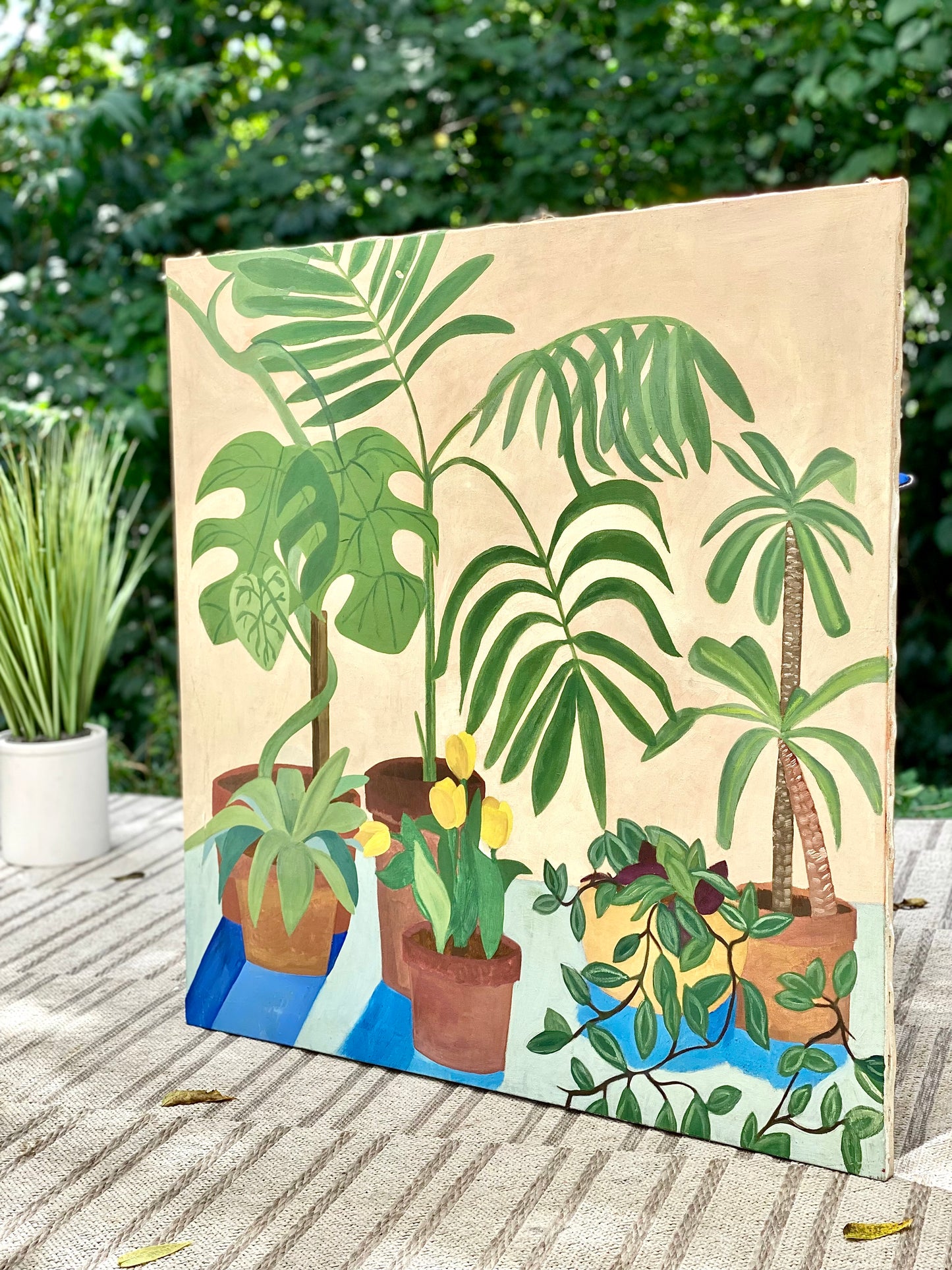 Vintage MCM Abstract Plant Floral Artwork Painting