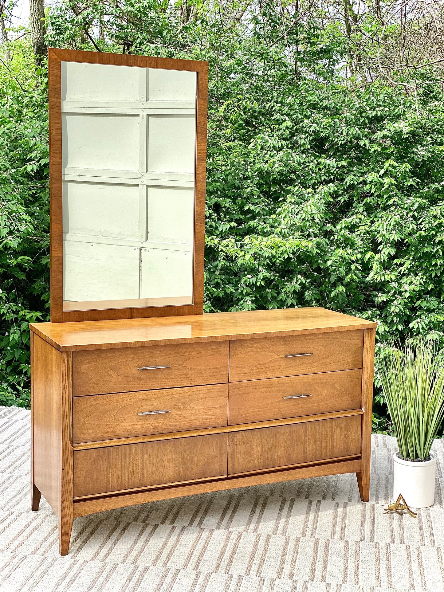 Vintage MCM Dixie Lowboy Dresser w/ Mirror