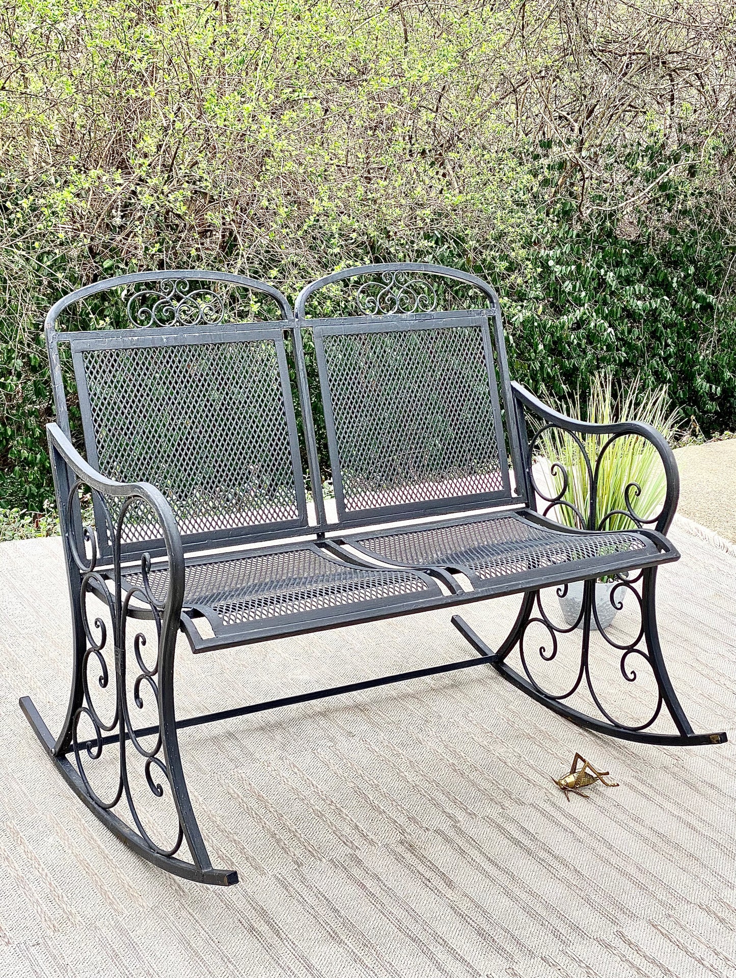 Outdoor Black Metal 2 Seater Rocker