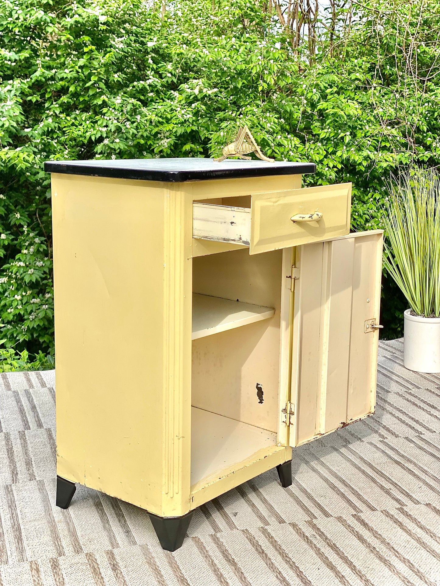 Vintage Yellow Metal Medical Cabinet