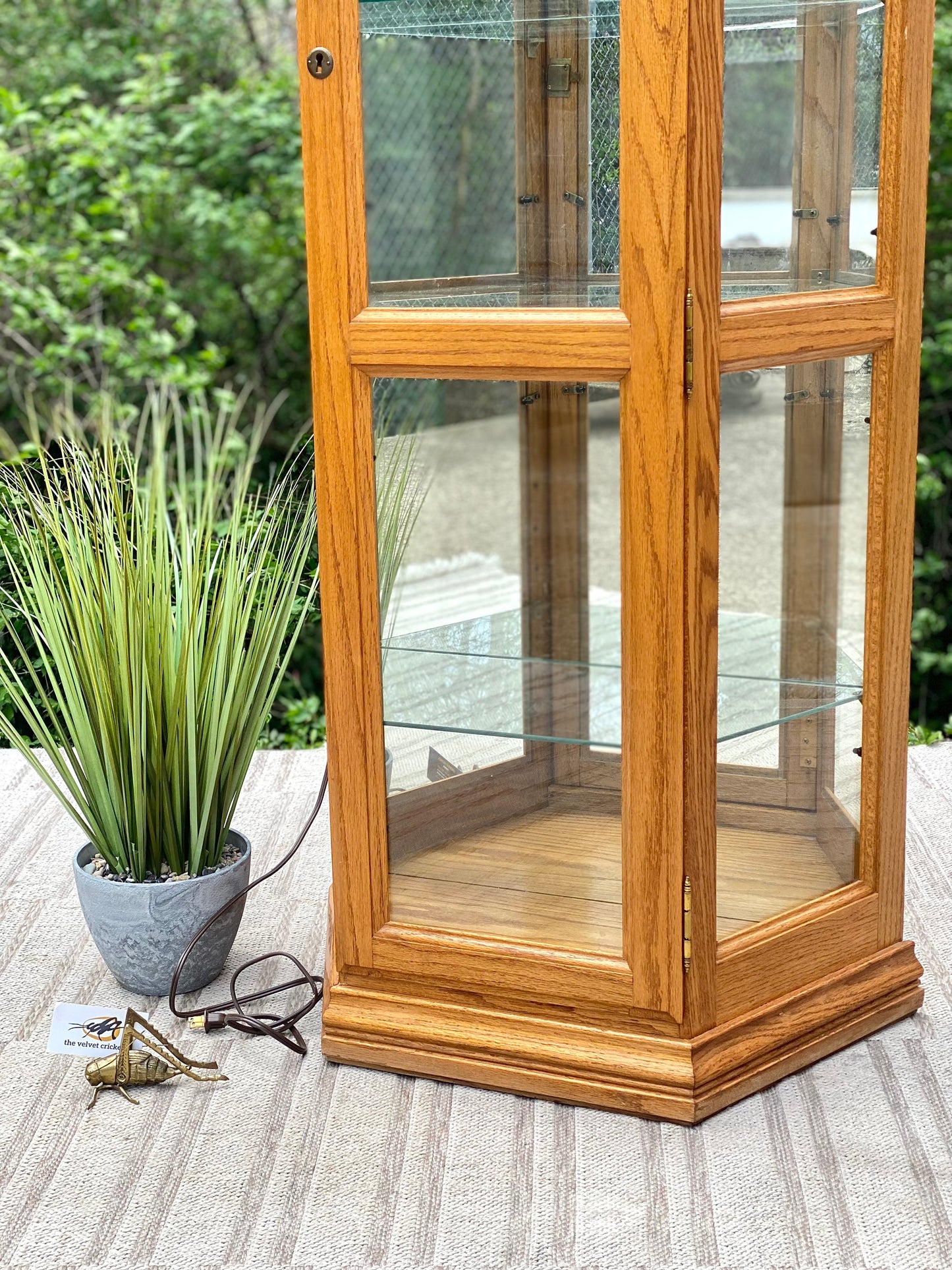 Nice Tall Wooden Oak Display Cabinet