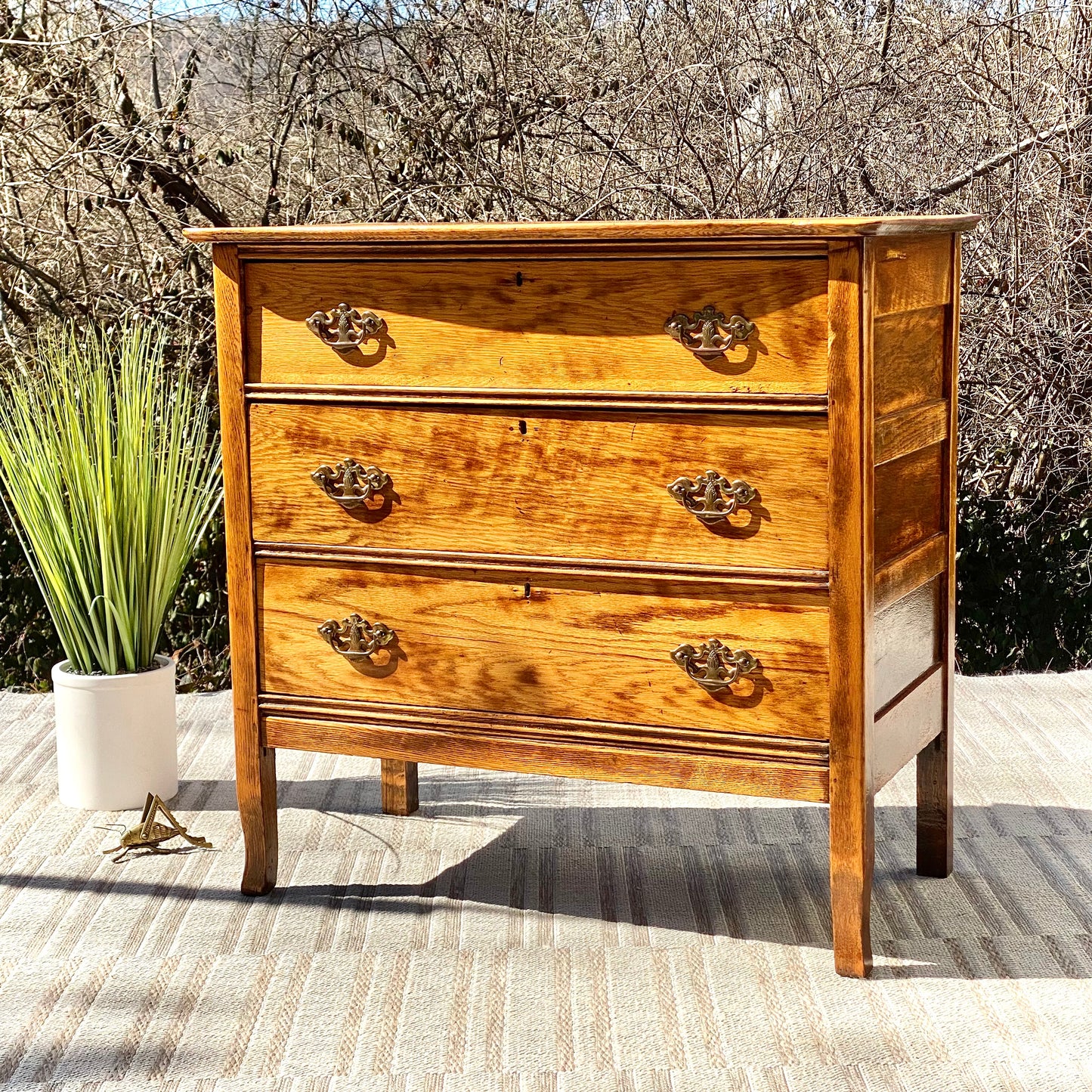 Vintage Oak 3 Drawer Accent Dresser