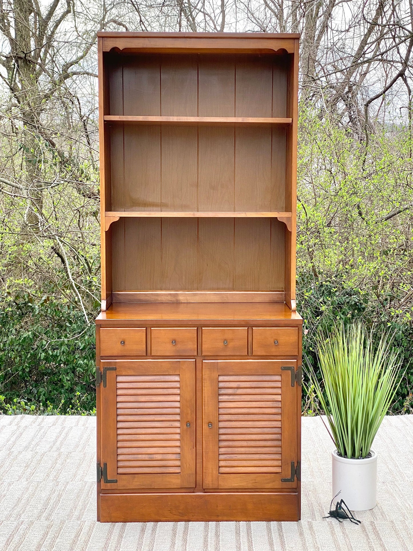Vintage Pine Bookcase Cabinet
