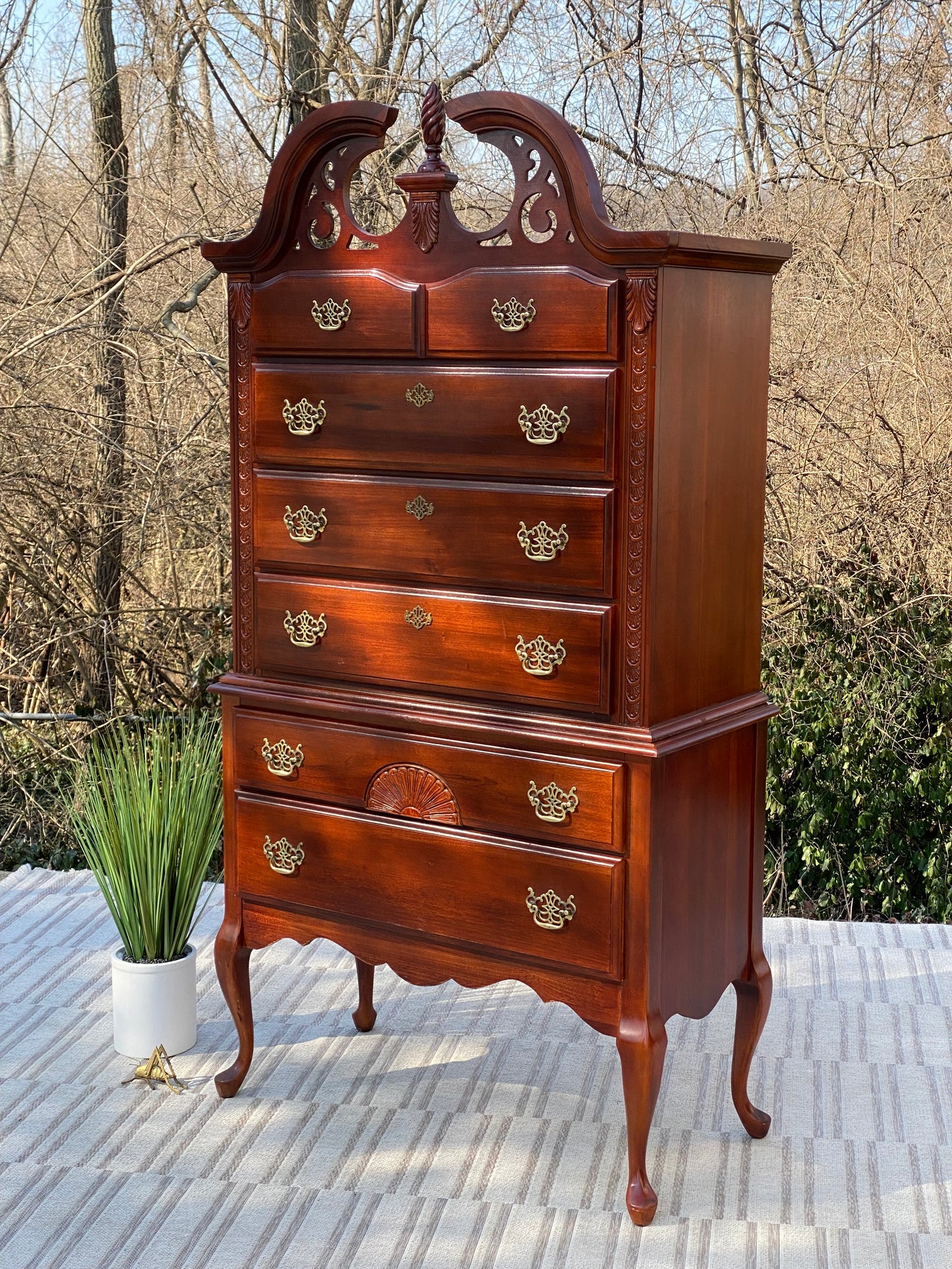 Vintage Bassett 6 Drawer Highboy Dresser