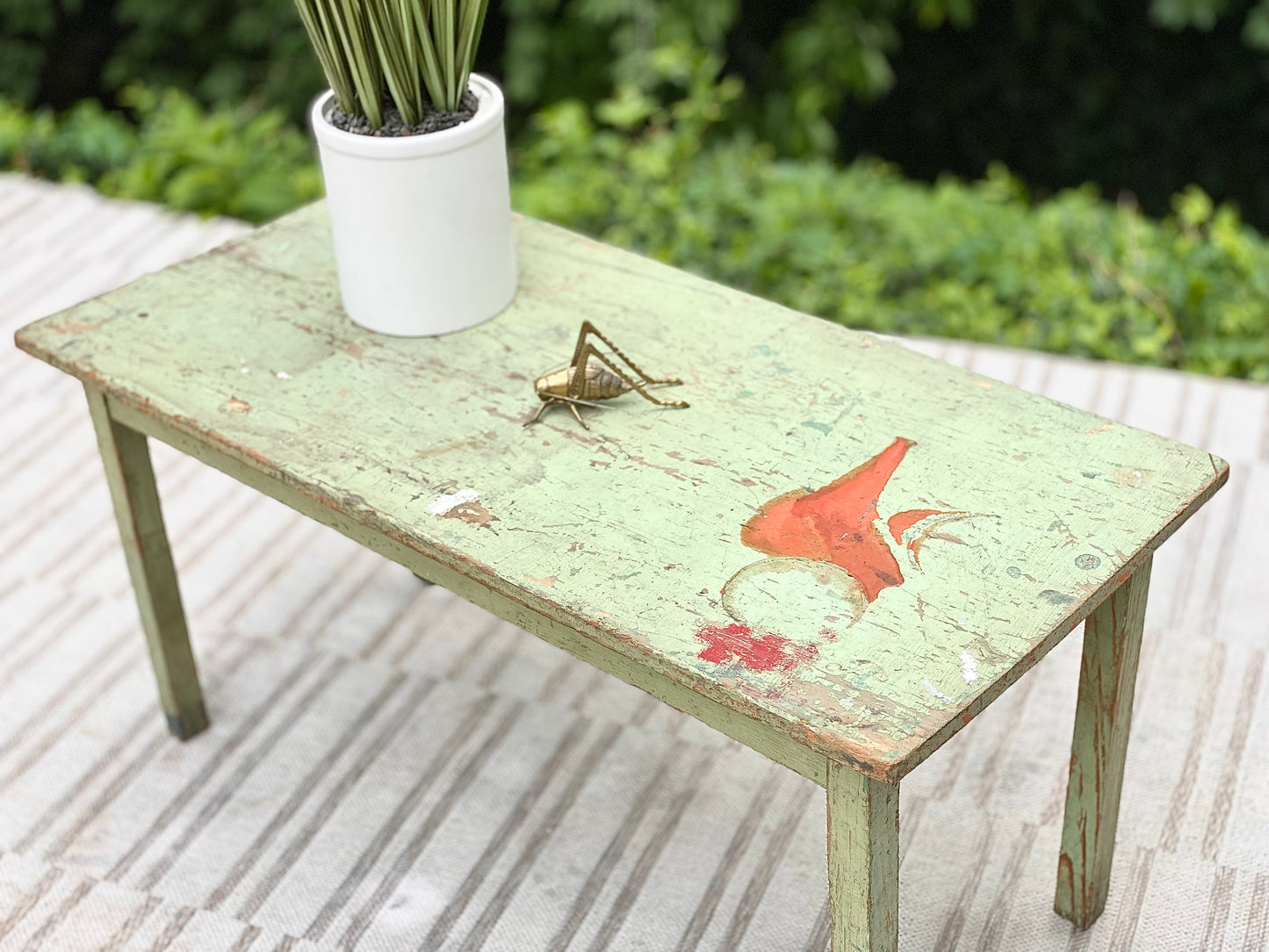 Small Primitive Green Painted Table