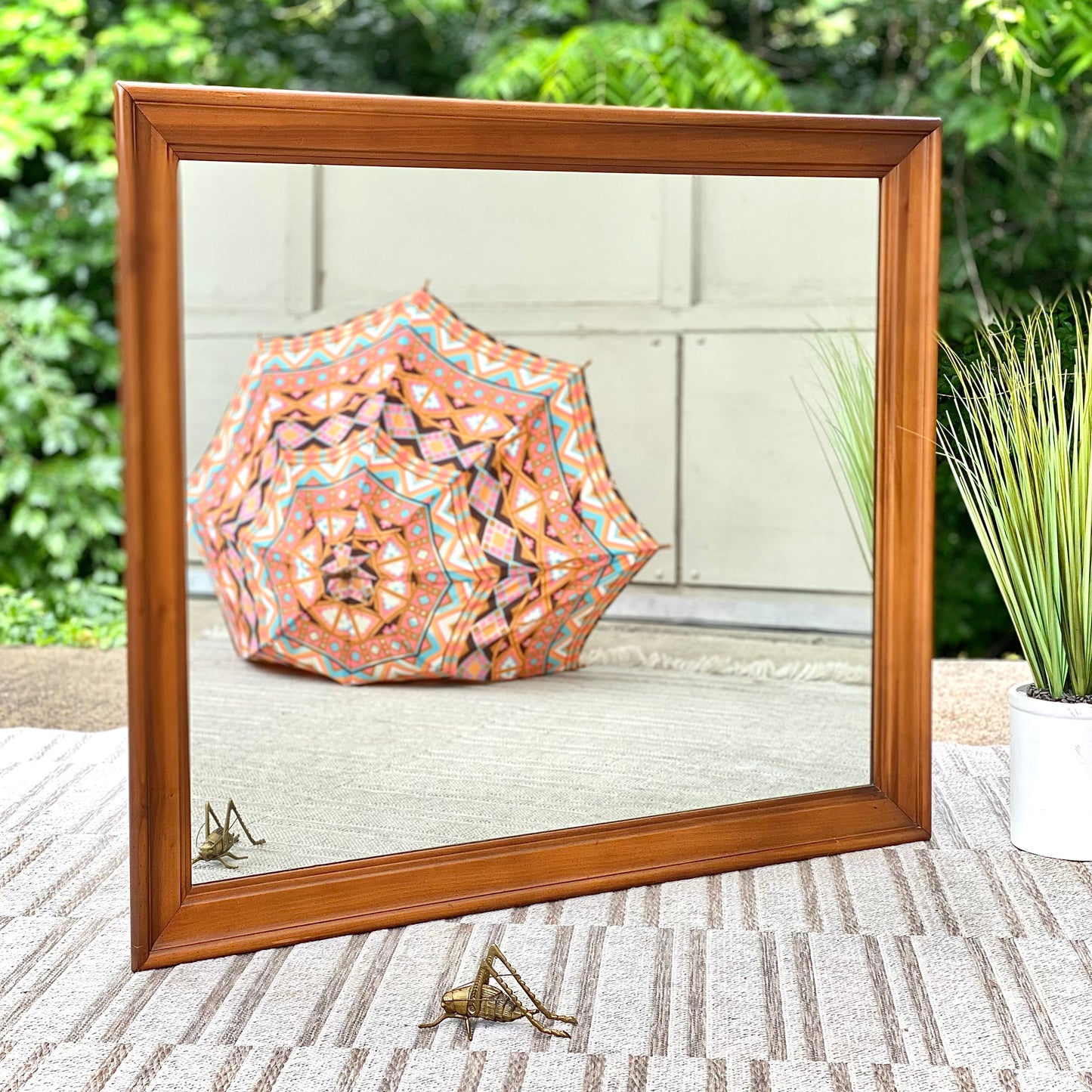 Large Wooden Rectangular Mirror