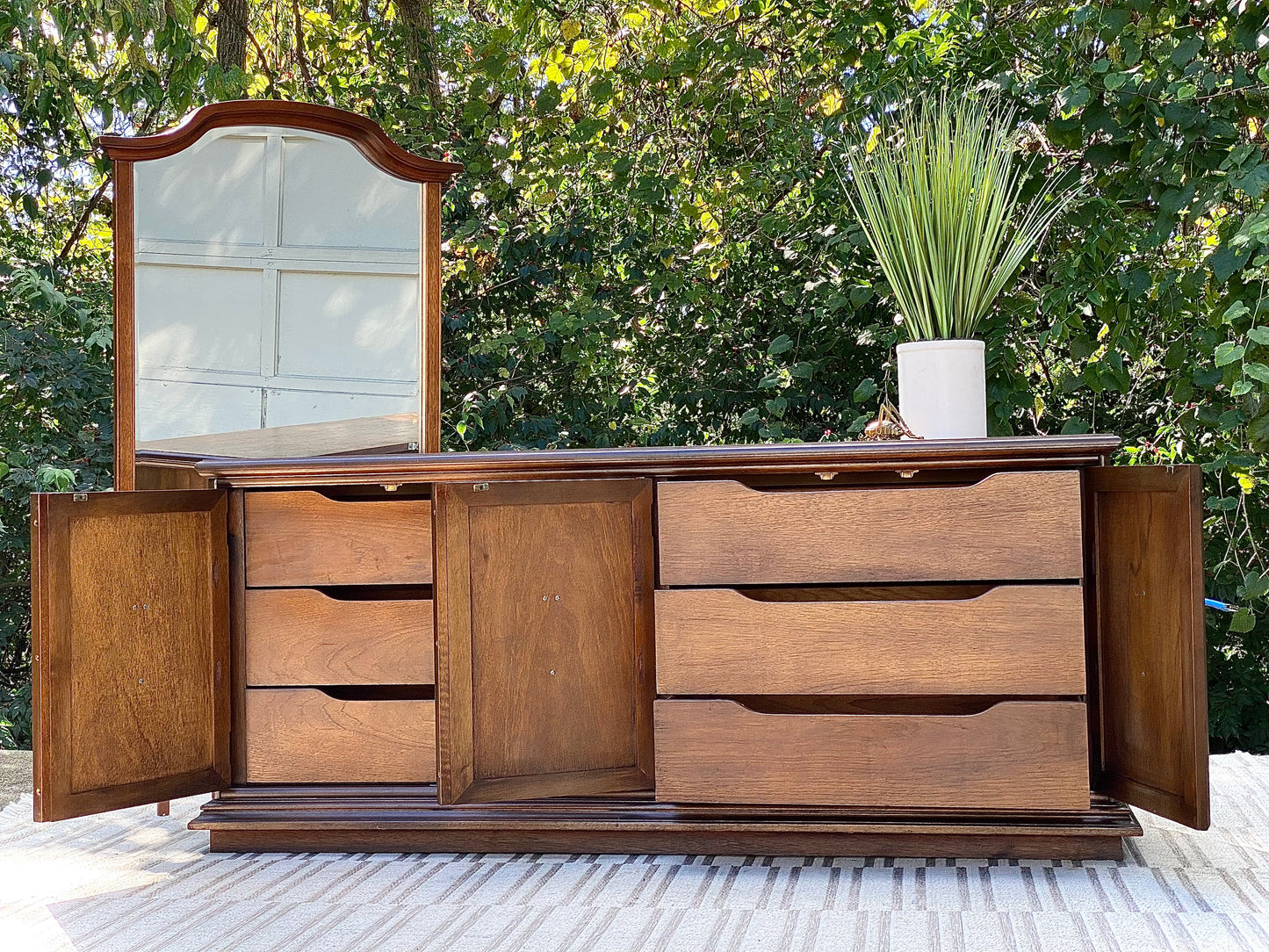 Vintage Stanley Wooden 6 Drawer Lowboy Dresser
