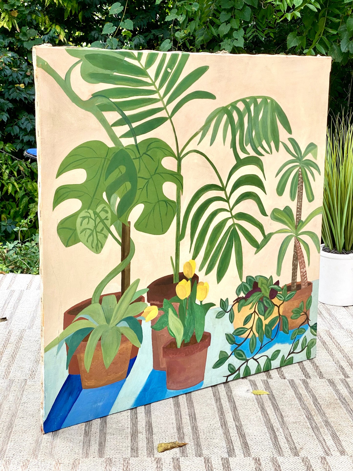 Vintage MCM Abstract Plant Floral Artwork Painting