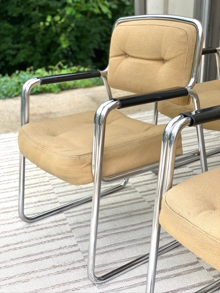Retro Chrome Tubular Set of 4 Chairs