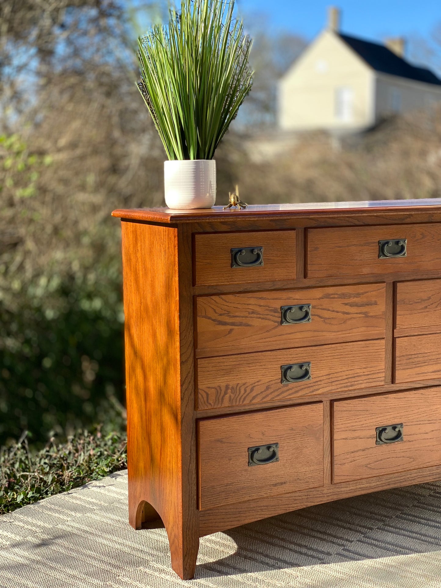 Modern Arts & Crafts Mission Style 8 Drawer Dresser