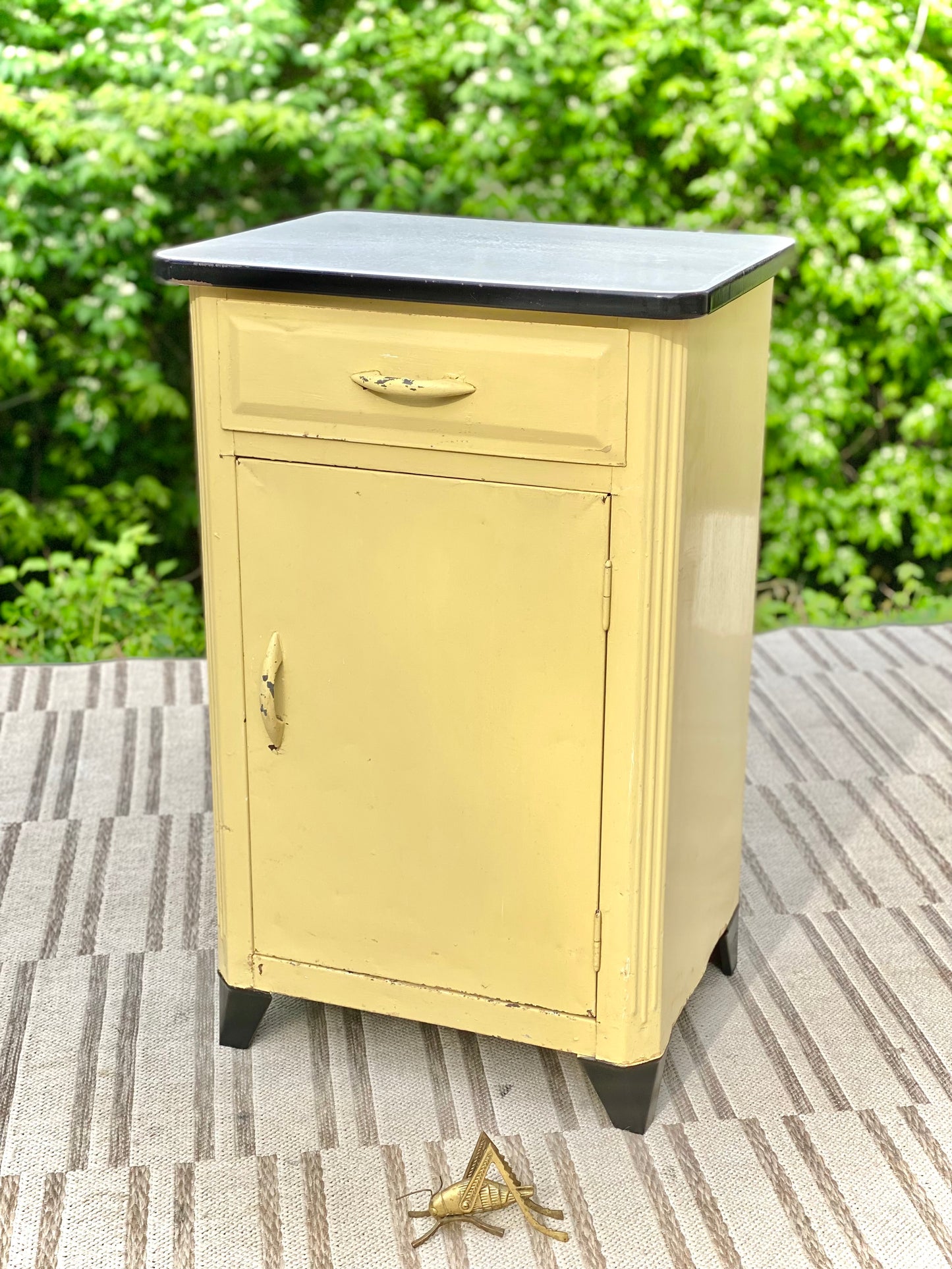 Vintage Yellow Metal Medical Cabinet