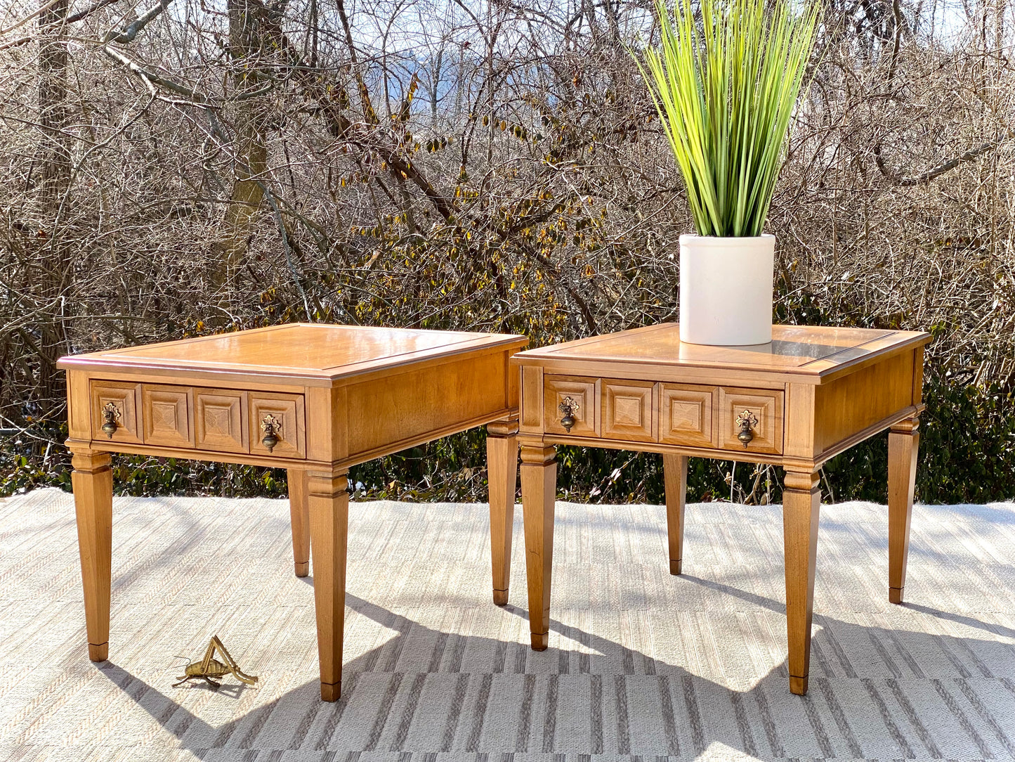 Vintage Pair of Wooden Side Tables