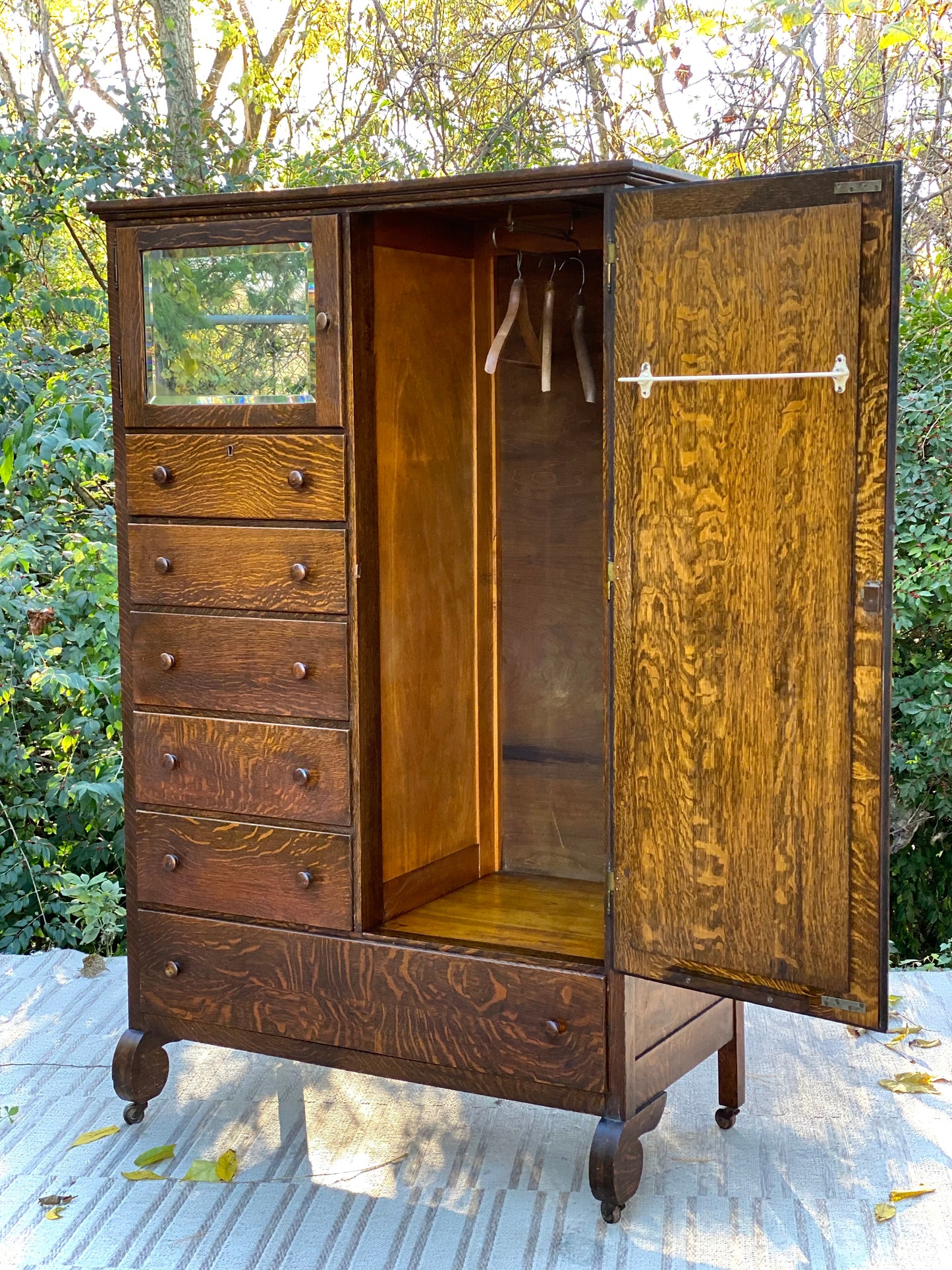 Vintage Arts & Crafts Tiger Oak Cabinet