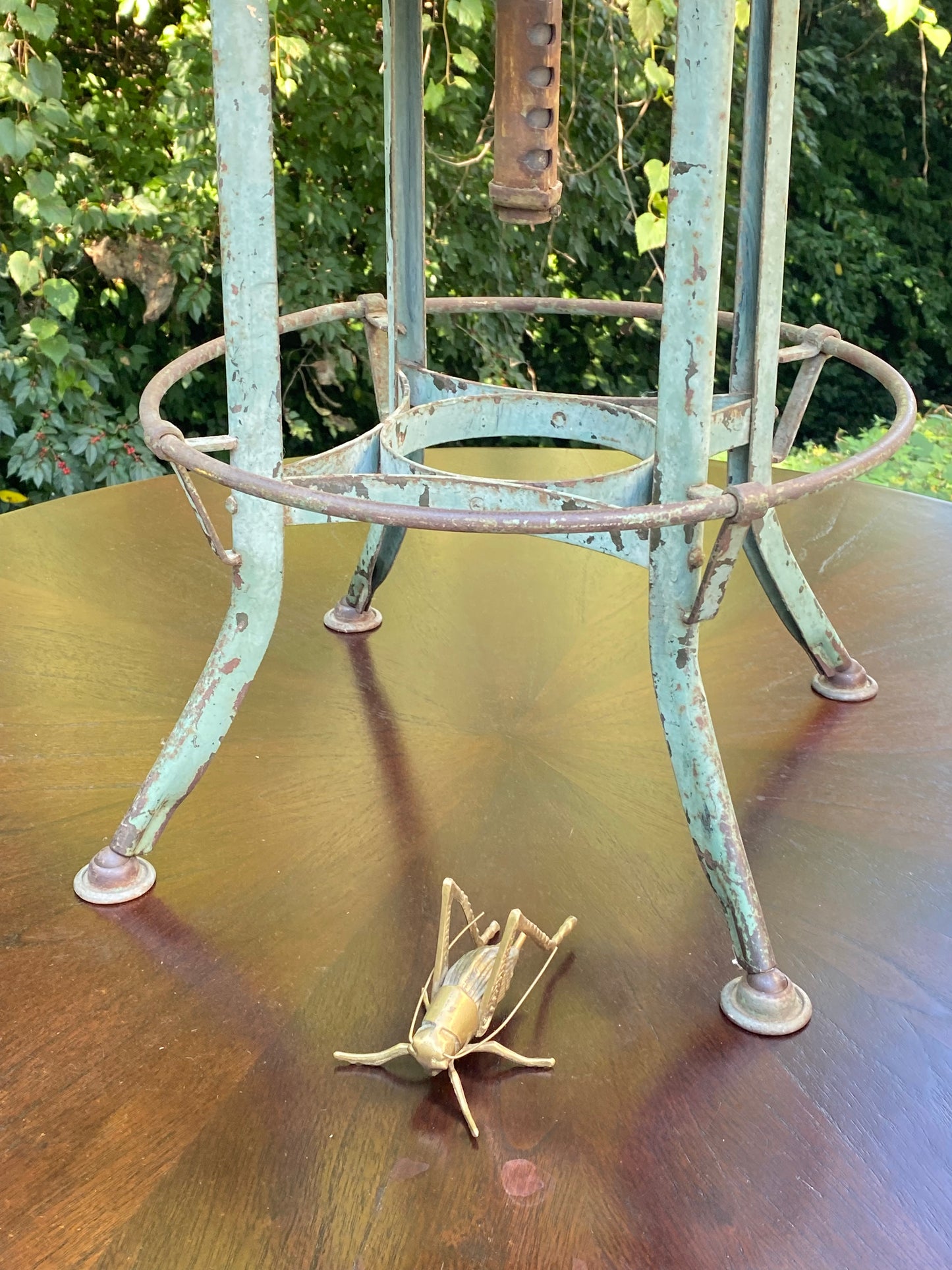 Vintage Industrial Metal & Wood Bench Stool