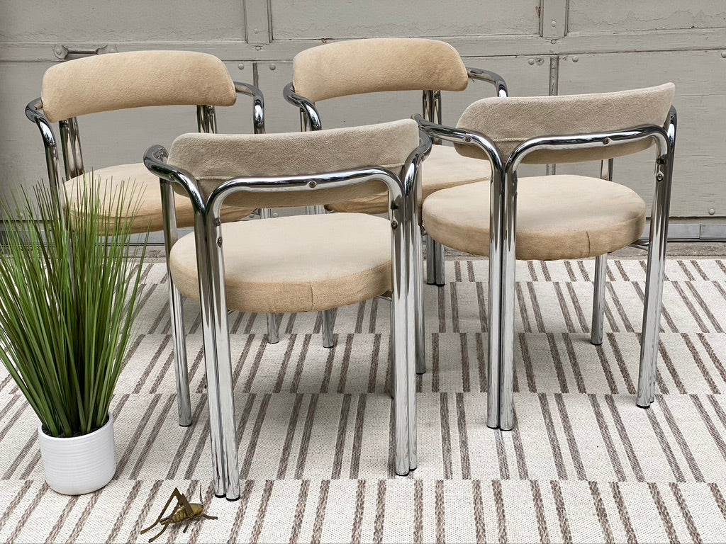 Retro Chrome Tubular Set of 4 Chairs