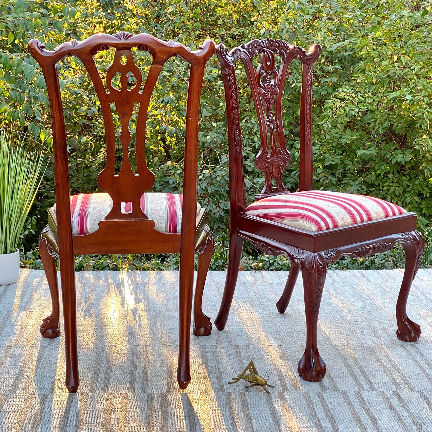 Pair of Mahogany Upholstered Accent Chairs