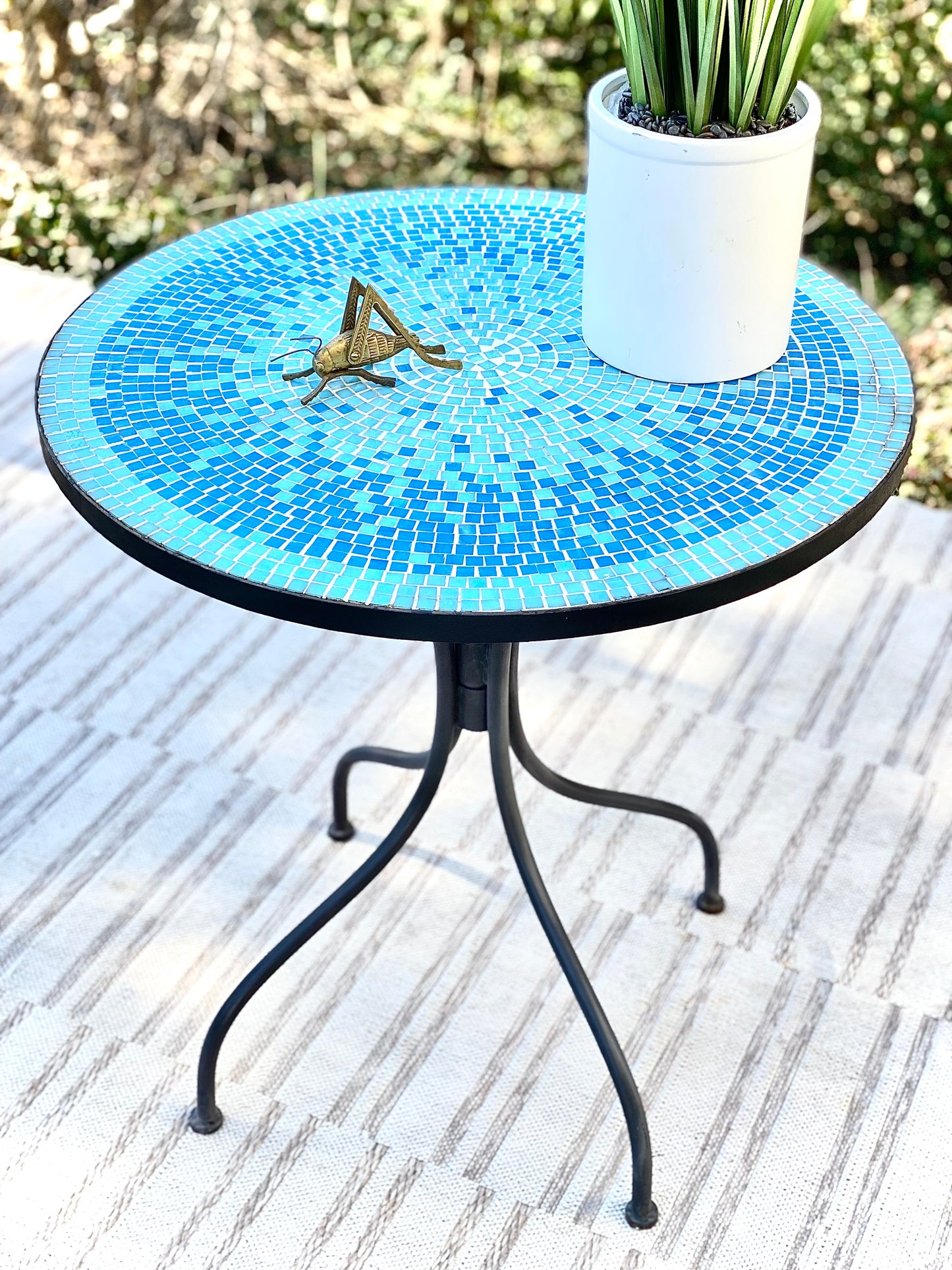 Vintage MCM Mosaic Tile Metal Table