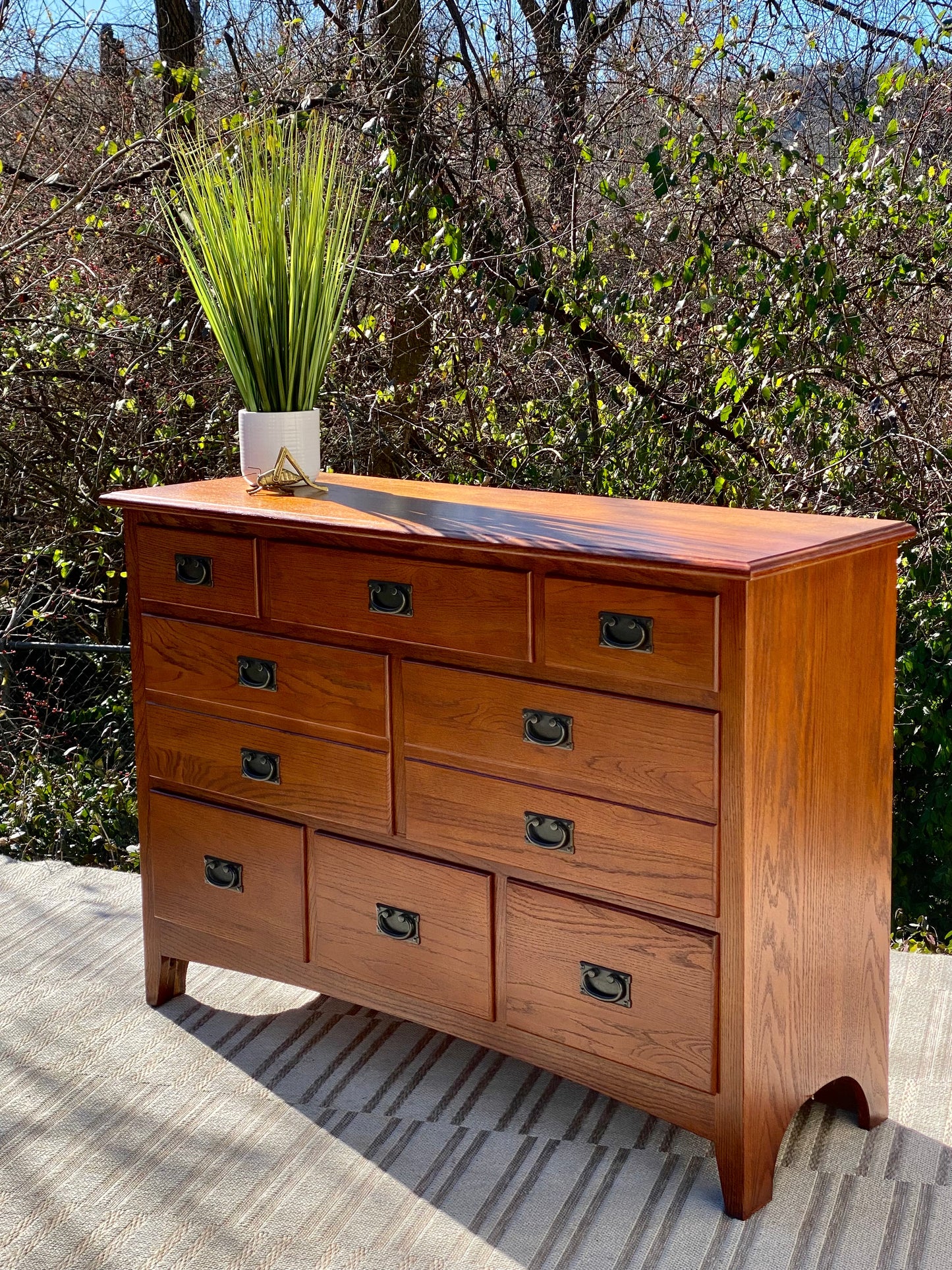 Modern Arts & Crafts Mission Style 8 Drawer Dresser