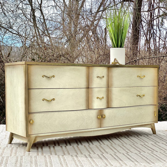 Vintage MCM Lowboy Basic Witz 8 Drawer Dresser
