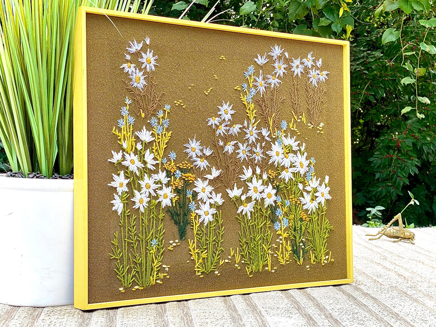 Vintage Mid Century Wood Framed Needle Point Art