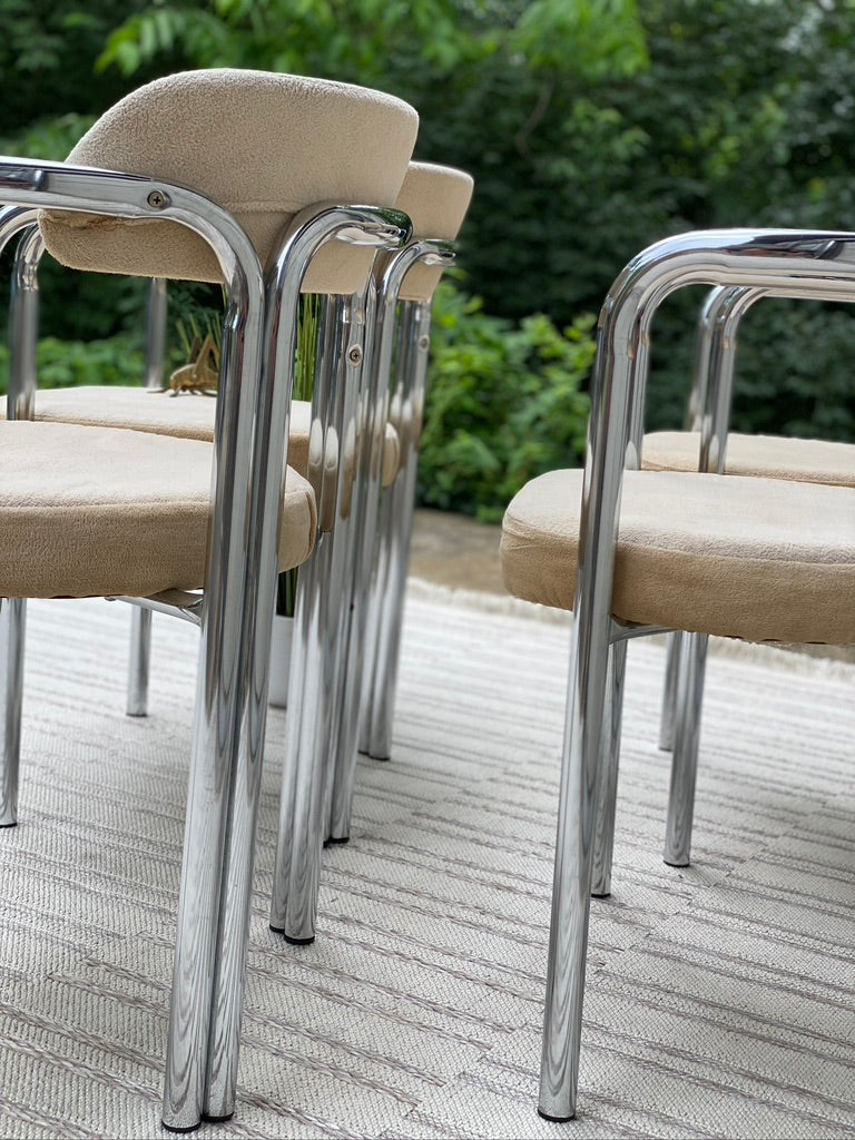 Retro Chrome Tubular Set of 4 Chairs
