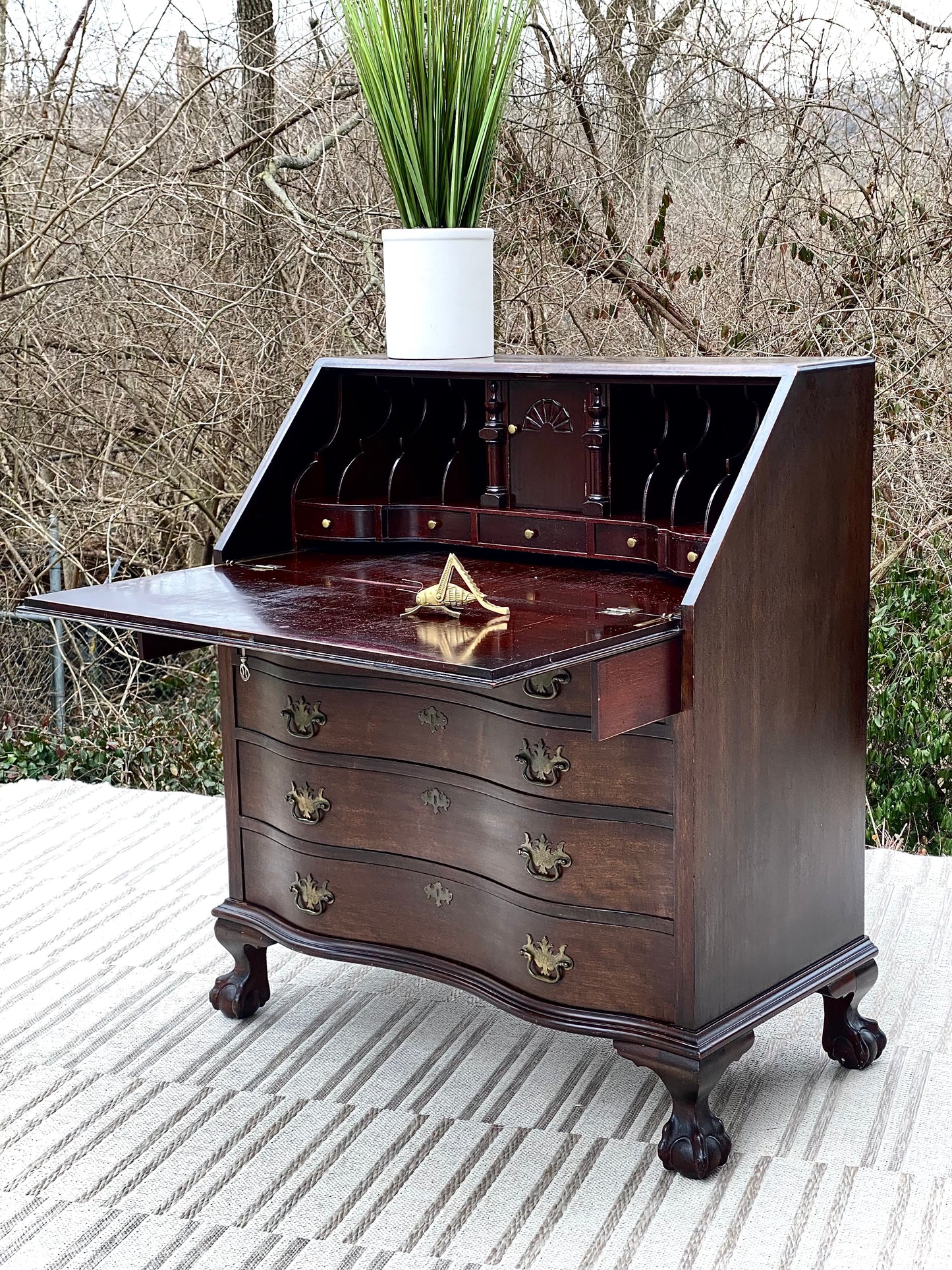 Vintage Mahogany Ball & Claw Footed Desk