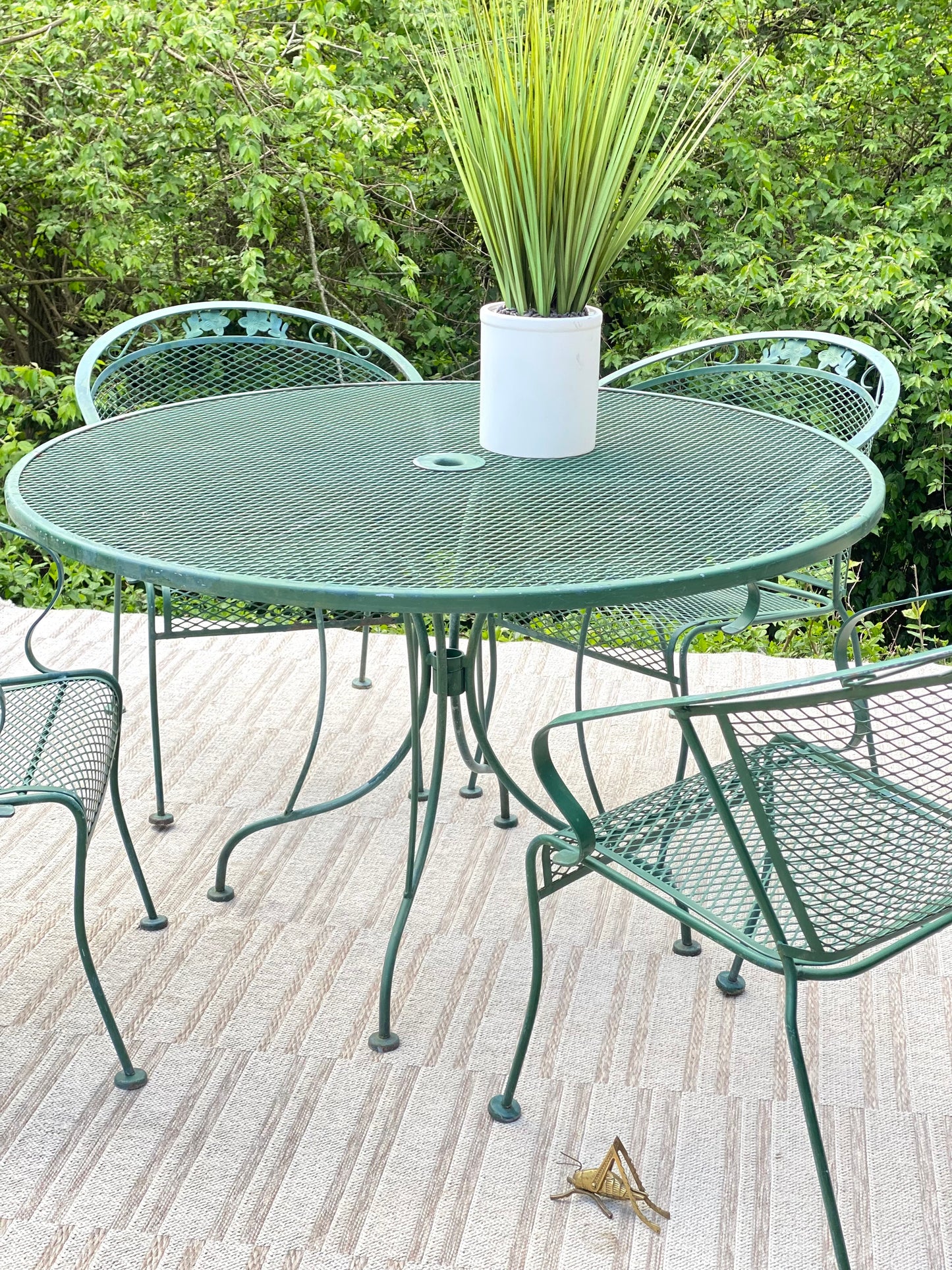 Vintage Metal Mesh Patio Table & Chairs