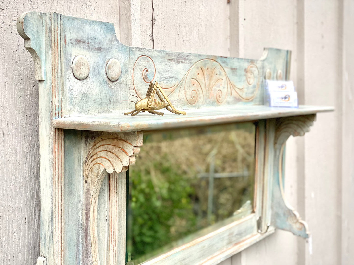 Vintage Painted Wooden Hanging Mirror