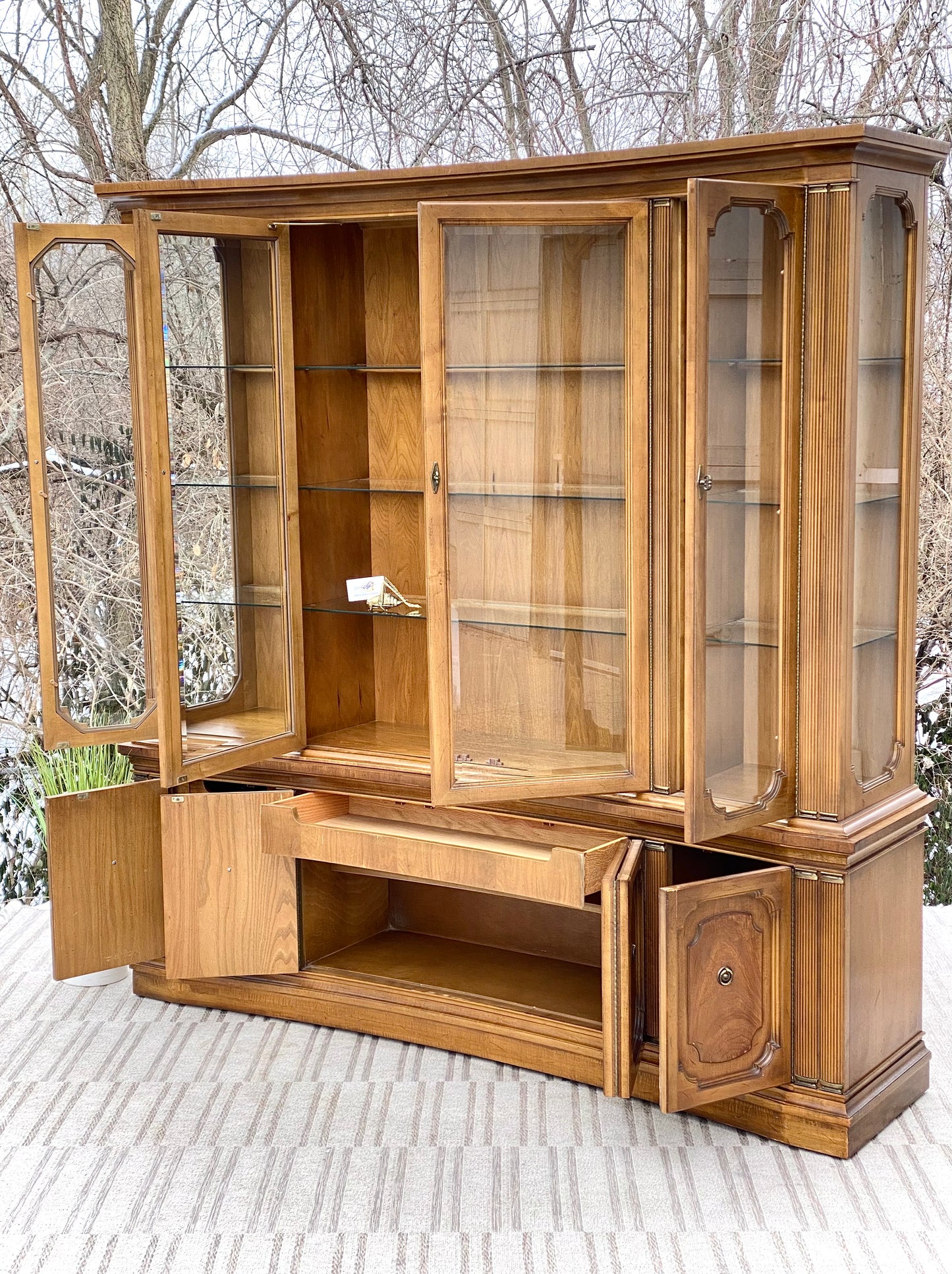 Vintage Unique Furniture Lighted Hutch