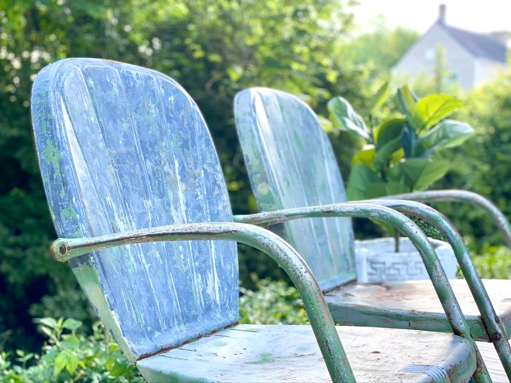 Vintage Metal Clamback Outdoor Chairs